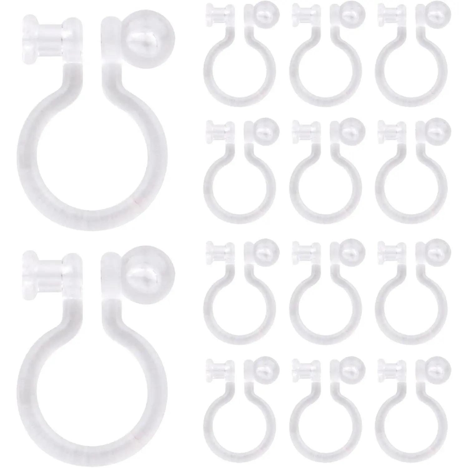 20 Pieces Clear Clip-on Earring Converters Component Resin Earring Findings Fit 0.75mm Pins for Non-Pierced Ears DIY Earring Making Supplies