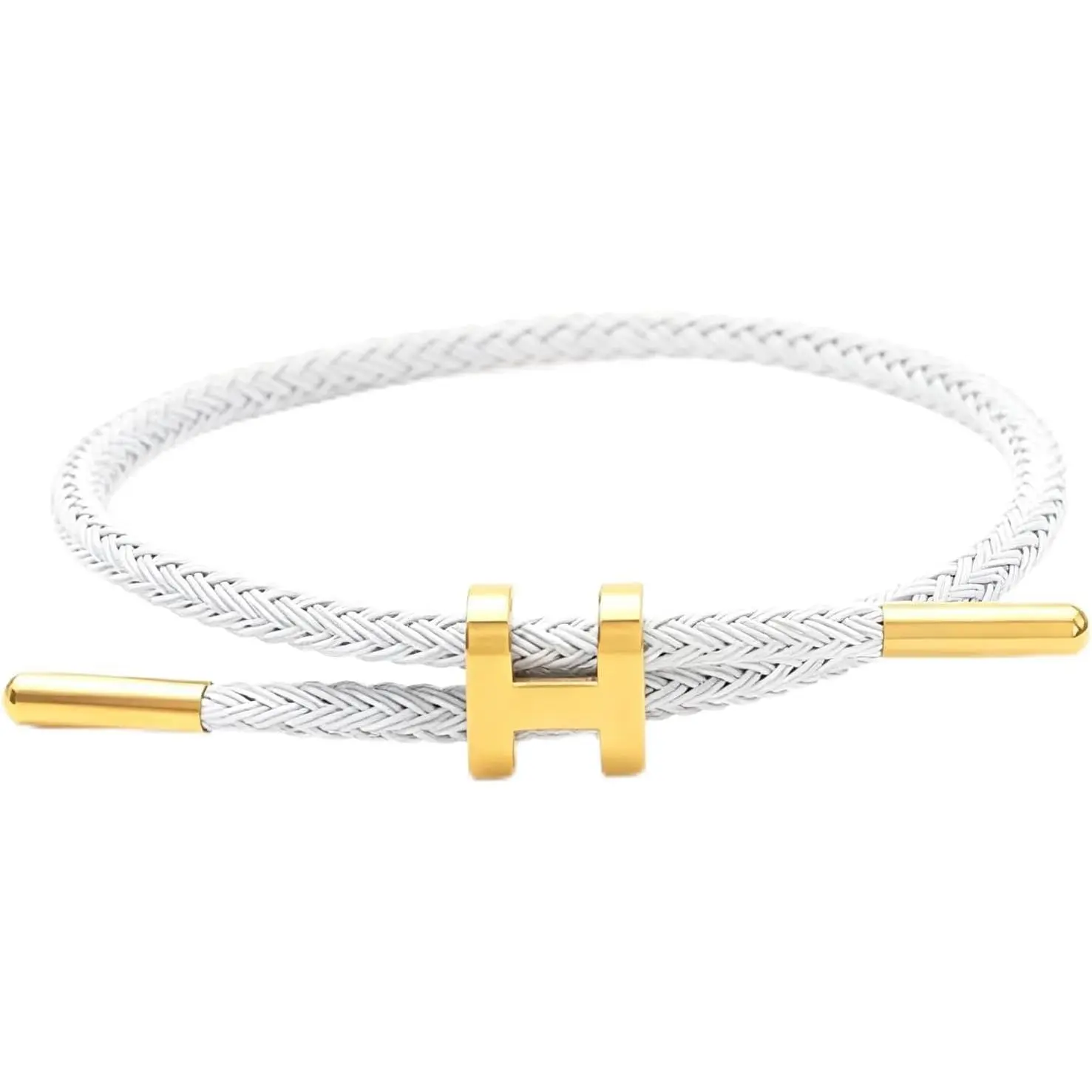 Adjustable H Buckle Bracelets for Women Men Fashion Stainless Steel Wire Rope Charm Bracelet Lucky  for Birthday Valentine Graduation Trendy Gifts for Couples