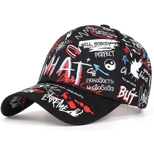 Men's Baseball Cap Adjustable Cotton Graffiti Doodle Sport Caps  Men Women