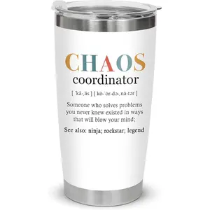 Thank You Gifts for Women - Chaos Coordinator 20 oz Stainless Steel Insulated Tumbler with Lid - Employee Appreciation Birthday Gifts for Women Coworkers Boss Teacher Nurse Friend