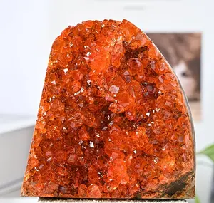 Wholesale Orange Geode Crystal Cluster  Decorative Ornaments Decoration  Meditation Stone Home Decoration