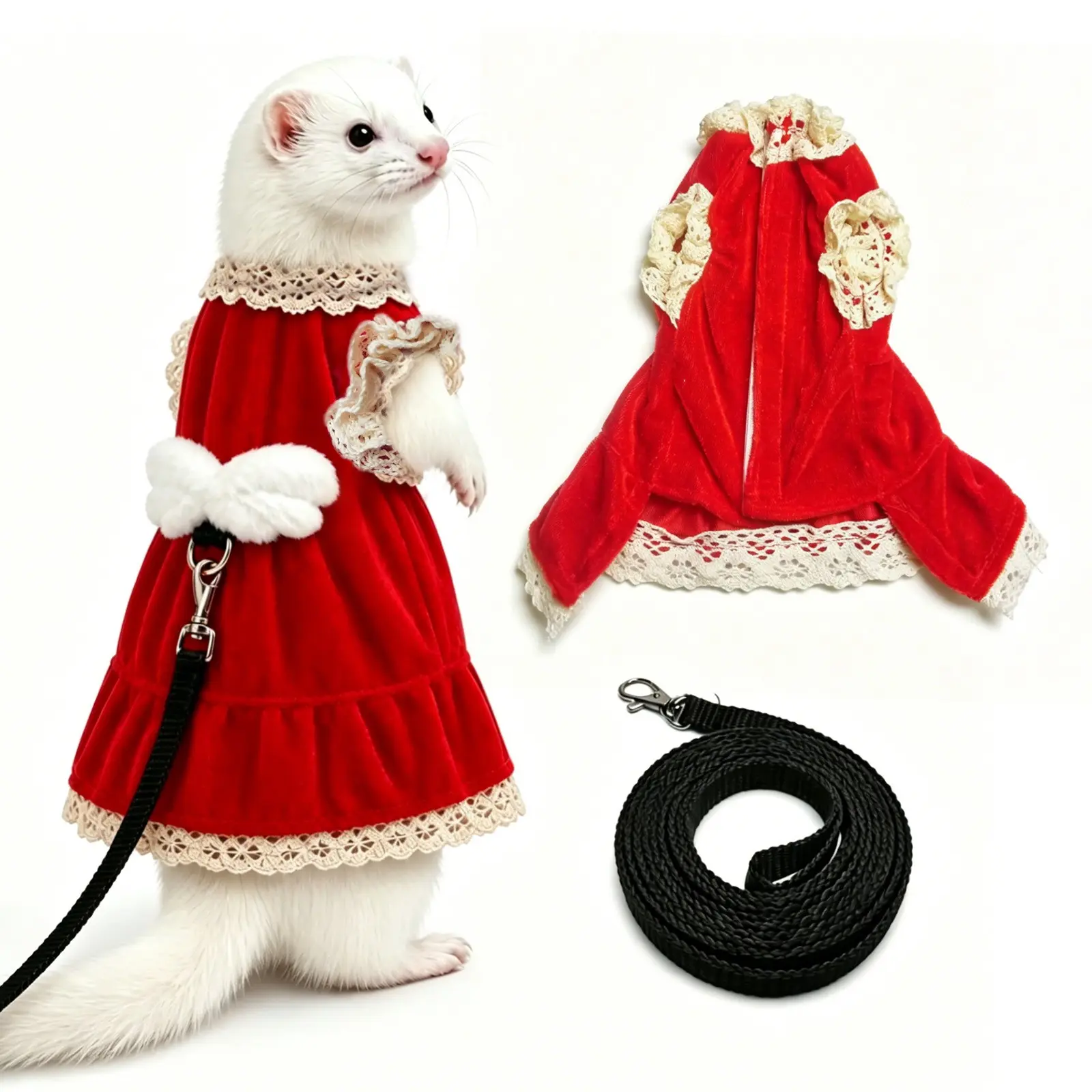 Adjustable Warm Vest Harness for Ferrets and Small Pets, Cozy Outdoor Leash Dress, Perfect for Ferrets and Hamsters, Single Piece Set