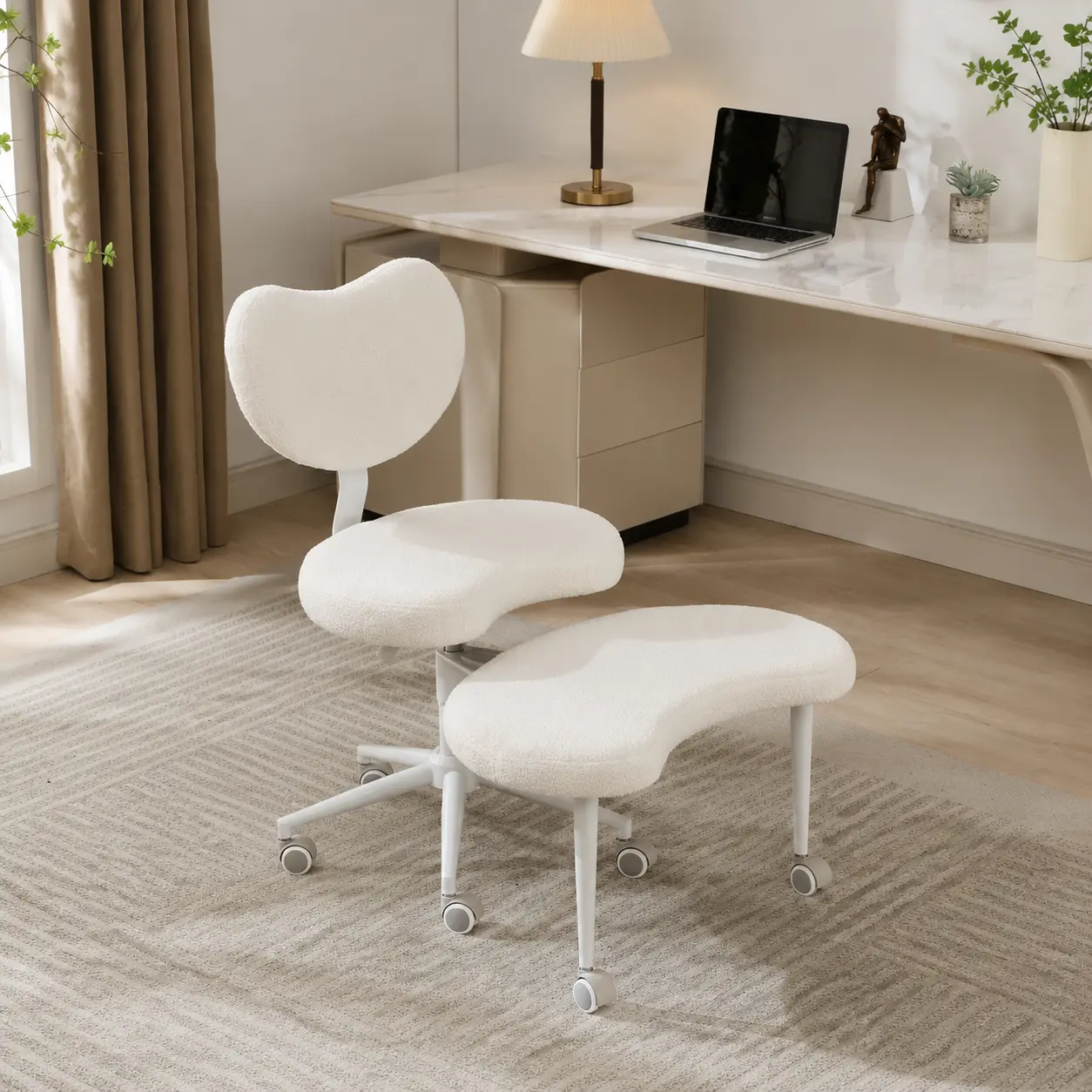 Littleox Meditation Chair Plus, Cross Legged Chair with Wheels, ADHD Chair, Criss Cross Desk Chair with Lumbar Support and Adjustable Stool, Flexible Design for Fidgety Sitters