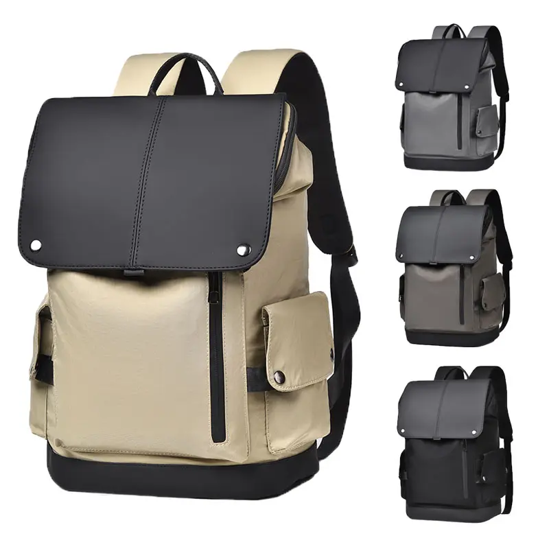 Unisex Stylish Vegan Leather Backpack - Water-Resistant 15.6" Laptop Gym Bag with Dual Flap-Zipper Closure, for Business Travel, Backpacks for School, School Supplies