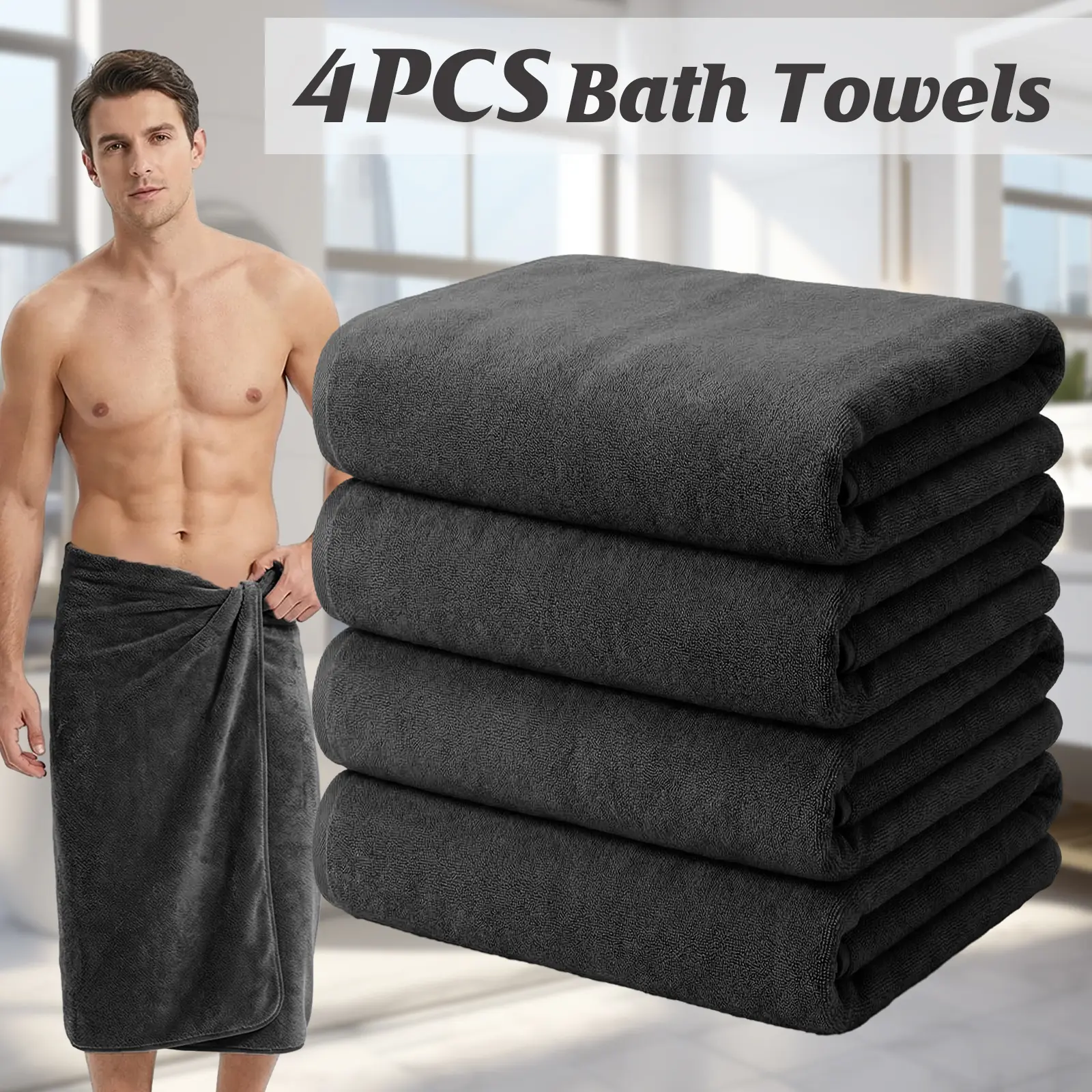 4pcs Classic Luxury Bath Towels 27.5''×55'' - Highly Absorbent and Quick Dry & Skin-Friendly, Plush Yet Lightweight, 260 GSM - Perfect for Bathroom,Shower, Gym & Spa