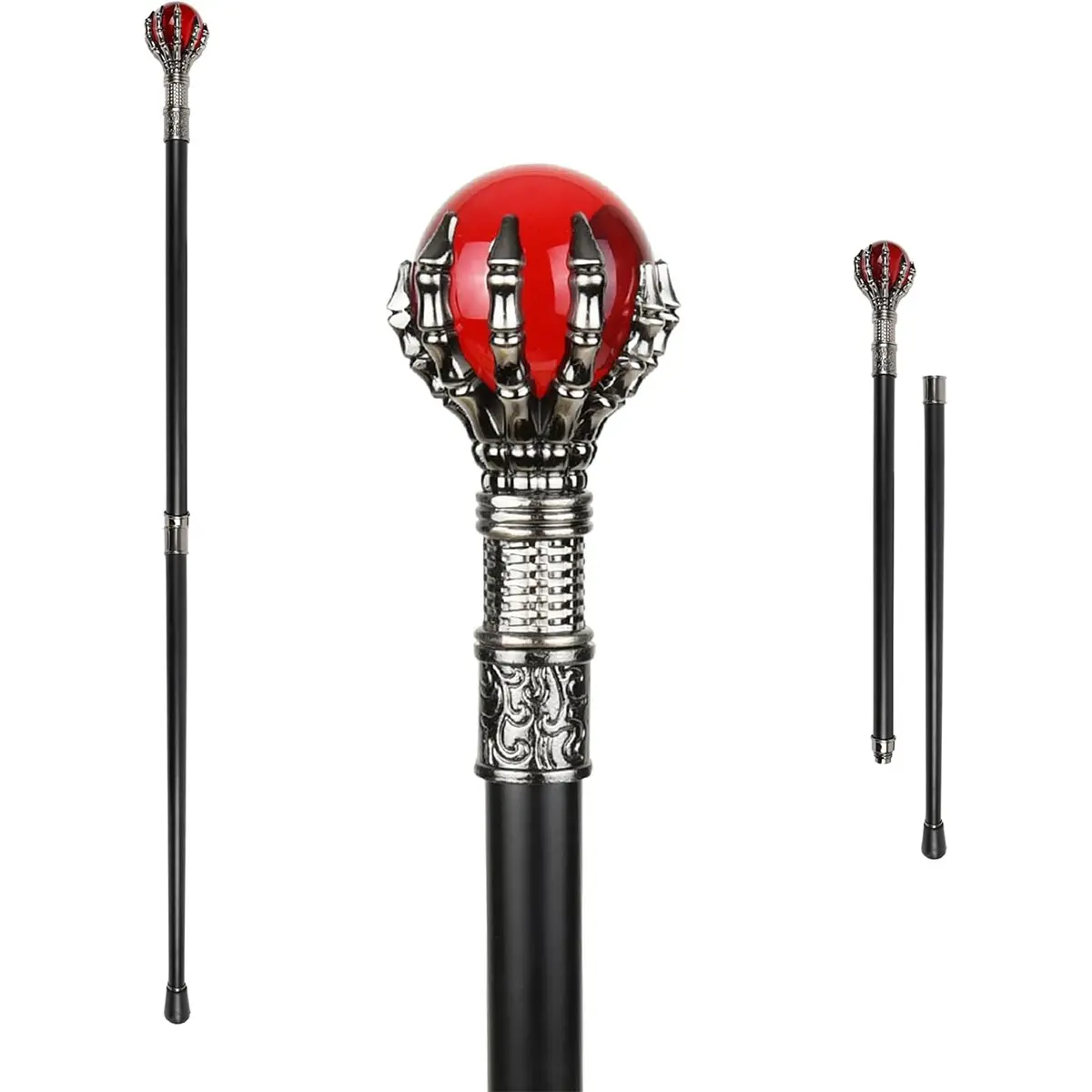 Halloween Ruby Ball Staff with Skull Claw Design, Detachable Prop for Adult Cosplay and Theme Parties, Photo Props for Halloween Events
