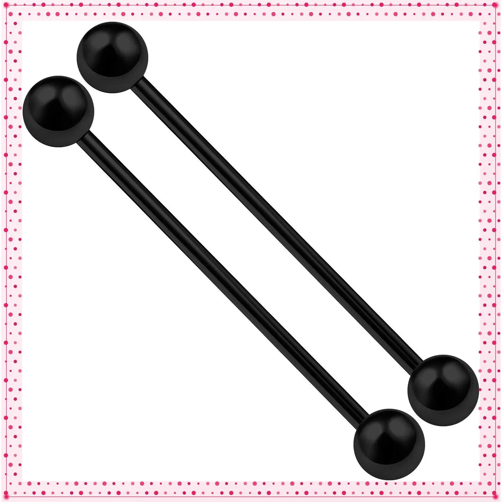 2PCS Stainless Steel Industrial Barbell Stud Scaffolding Earrings 14 Gauge 1 1/2" 38mm 5mm Ball Piercing JewelryGift