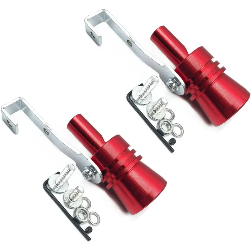 2pcs XL Size Aluminum Alloy Universal Turbo Sound Exhaust Muffler Pipe Whistle Car Roar Maker Red