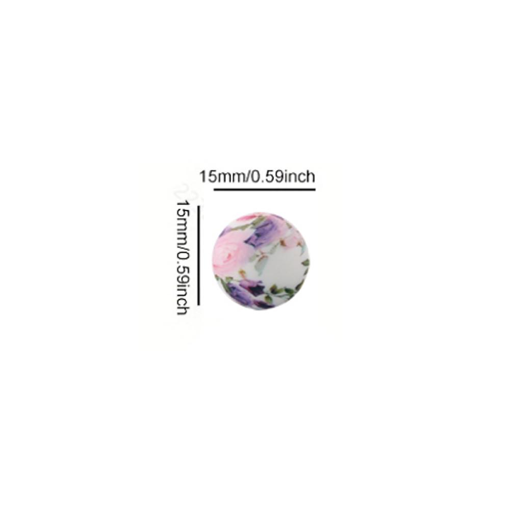 15mm Silicone Bead, 30pcs/set Round Printed Bead, DIY Jewelry Making Supplies for Bracelet Necklace Earrings Pendant, Beads Wholesale, Artificial Crafts, Diy Mix Beads