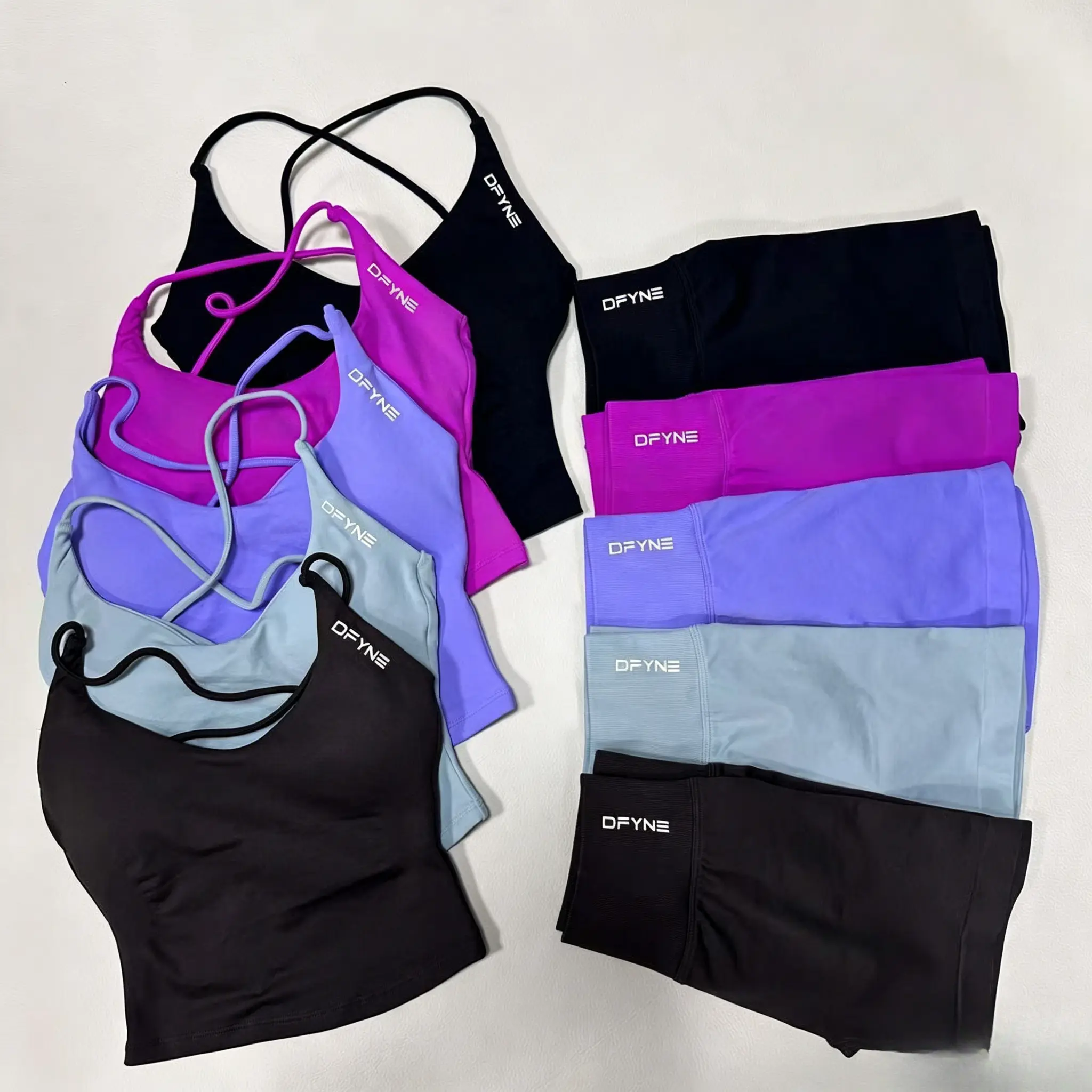 DFYNE Seamless 2 Piece Shorts Set | Crop Cami Top & High Waisted Scrunch Booty Gym Outfit for Women, Workout Sets For Women, Gym Sets For Women