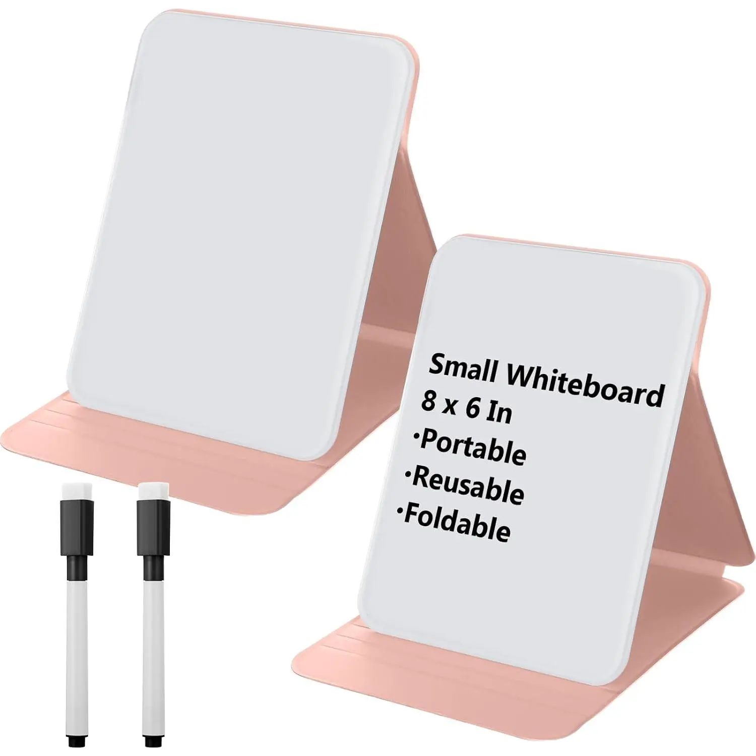 Modern Synthetic 2 Mini Sets (4-Count Total) 8x6 in. Reversible Stand Small Glass Desktop Whiteboard, Dry Erase Easel, Desk Notepad with 2 Markers for Office Supplies, 8 X 6 In.