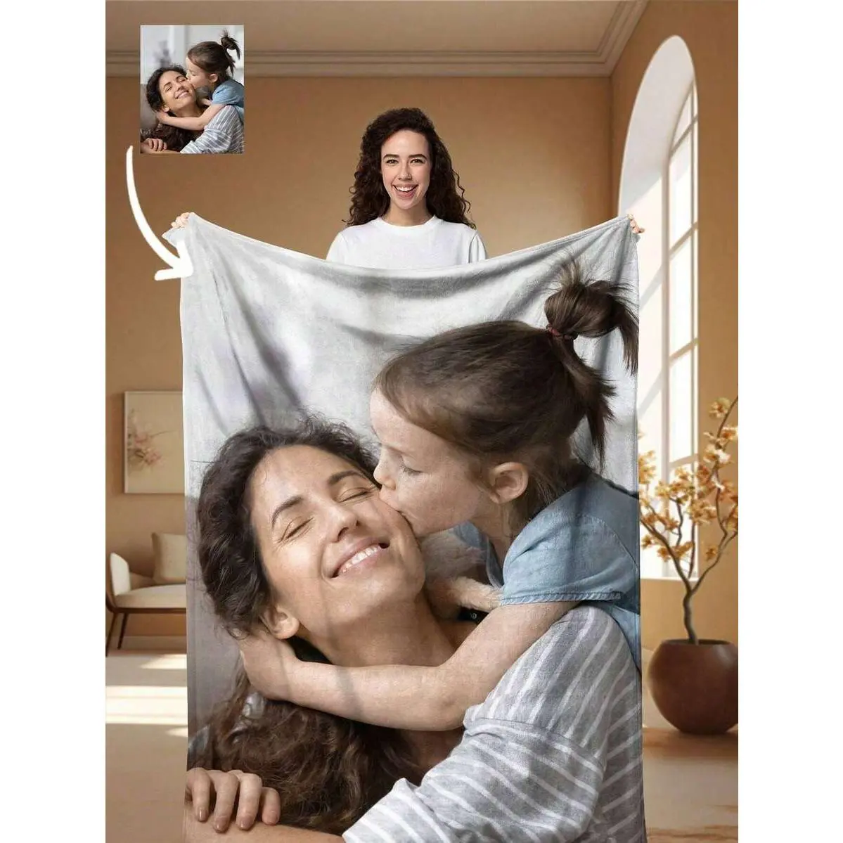 Customized 1-Photo Wrinkle-Resistant Breathable Flannel Blanket for Adults - Durable, Fade-Resistant, Machine-Washable, Modern Soft Cozy Warm Bedding Throw, Personalized Single Large Picture Gift for Mom (Mother's Day/Birthday from Daughter)