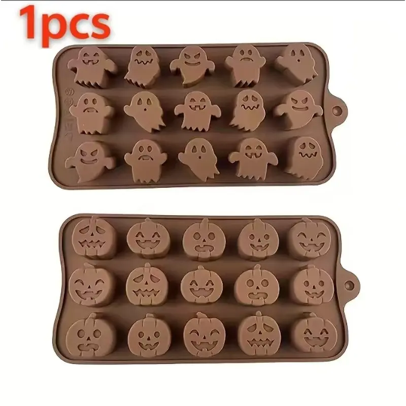 1pcs Halloween ghost pumpkin silicone mold chocolate fudge cake decoration baking mold ice grid wax mold Silicone Molds For Chocolate