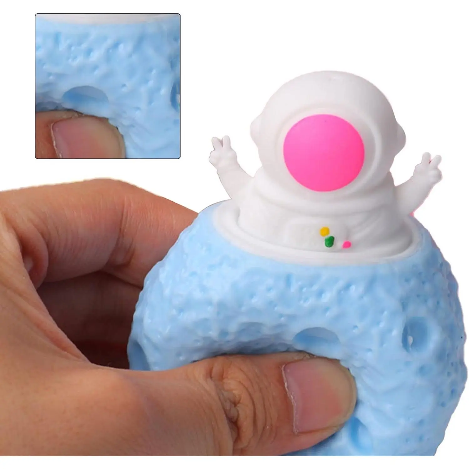 TPR Safe Stress Relief Squeeze Cup - Cute Anime Manga Themed Astronaut Collectible, Portable Sensory Fidget Toy with Science/Video Games Elements, Cute Shape for Adults 12+ & ADHD Adulting Animated Stress Relief Needs