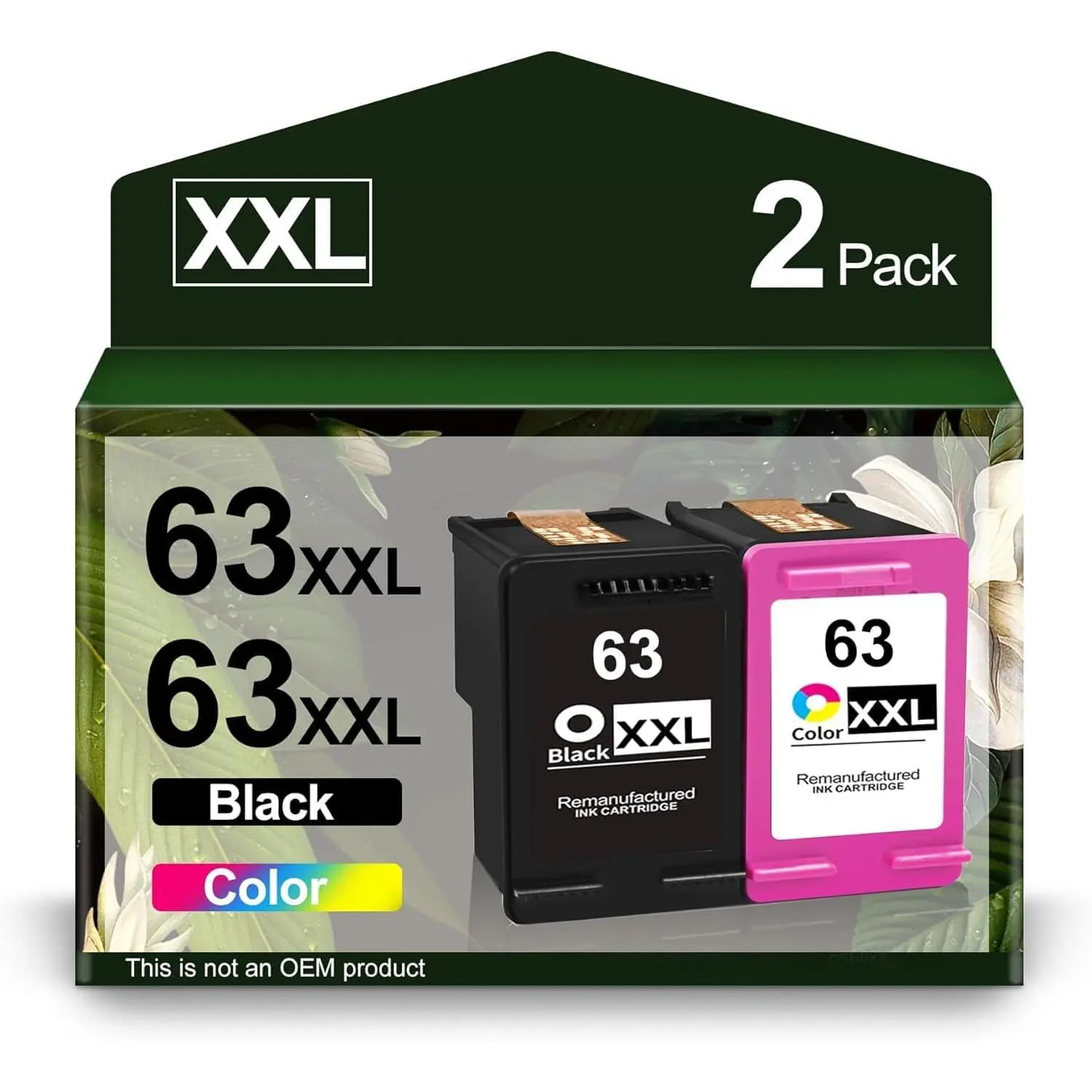 63XXL High-Yield Multi-Model Ink Cartridges Combo Pack (1 Black, 1 Tri-Color) for OfficeJet 3830 4650 4655 5255 5258 5200, Envy 4510 4520, DeskJet 1110 3630 Printers (5% Coverage, 500 Pages per 63XXL Color Ink Cartridge)