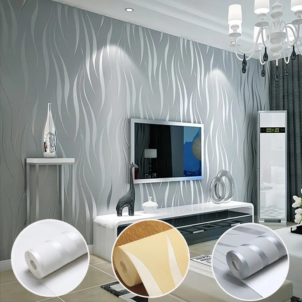 3D Modern Seaweed Pattern Self-Adhesive Wallpaper, 20.86in*196.85in, Easy to Install, Thick 0.4mm Material, Ideal for Living Room, Bedroom, TV Wall Decor