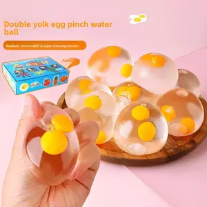 Double Yolk Egg Squishy Toy, Transparent Water Squeeze Stress Ball, Soft TPR Sensory Fidget Toy for Kids Adults Office Desk Party Favors
