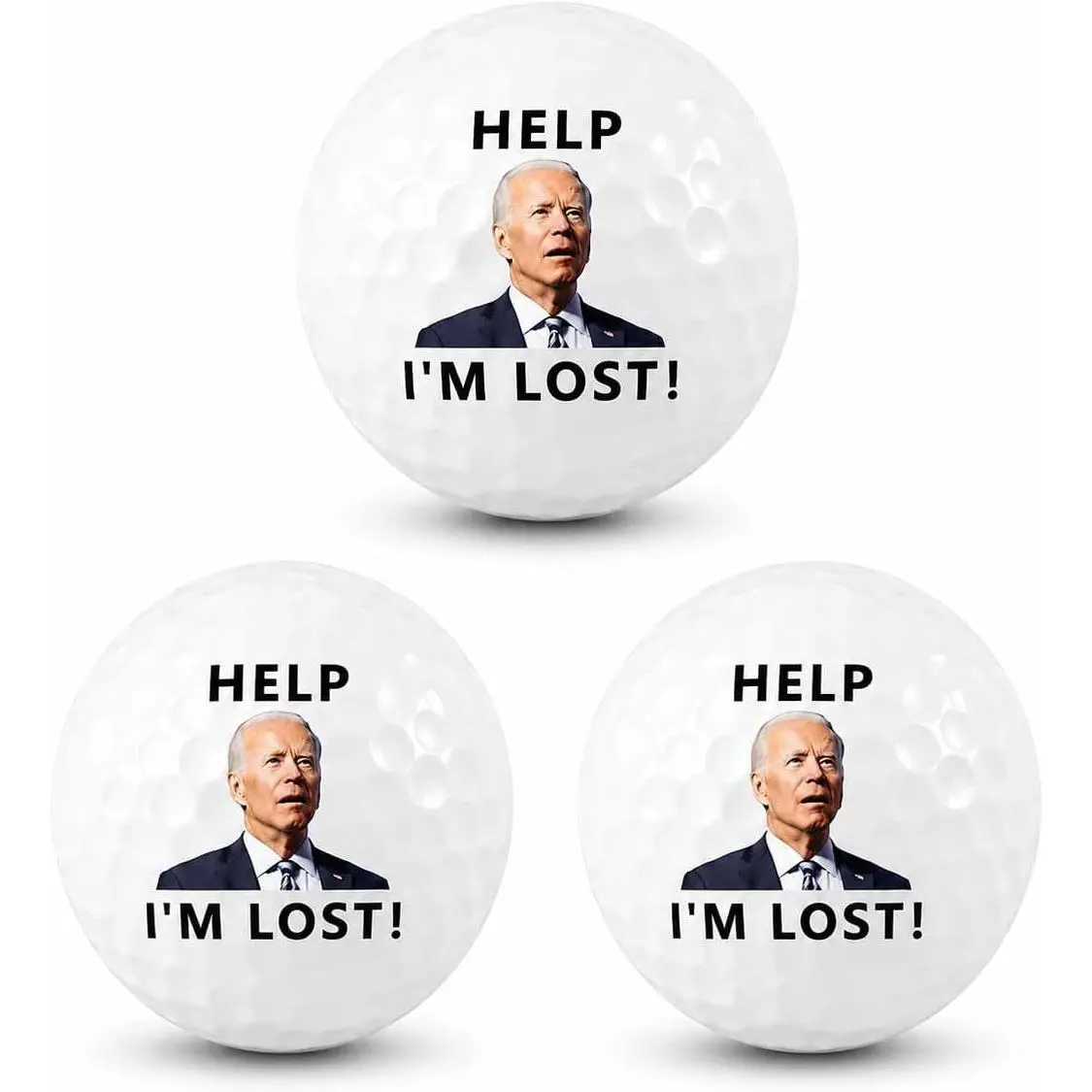 3 Pack Biden Golf Balls Funny Confused Joe Biden Help I'm Lost Cute Novelty Golf Balls Gifts