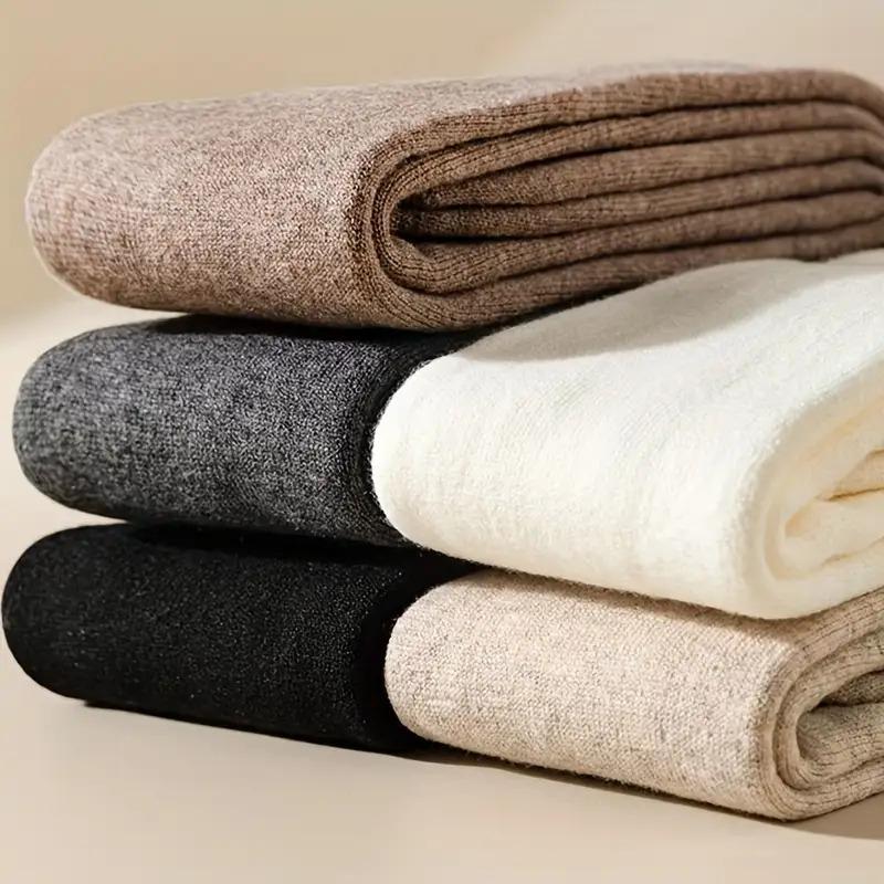 3/6 Pairs Women's Heavy Warm Over-the-Knee Socks - Extreme Cold Weather Leg Warmers - Ribbed Cuffs for Warmth - Beige/Black/Gray Cold Weather Womenswear Gear