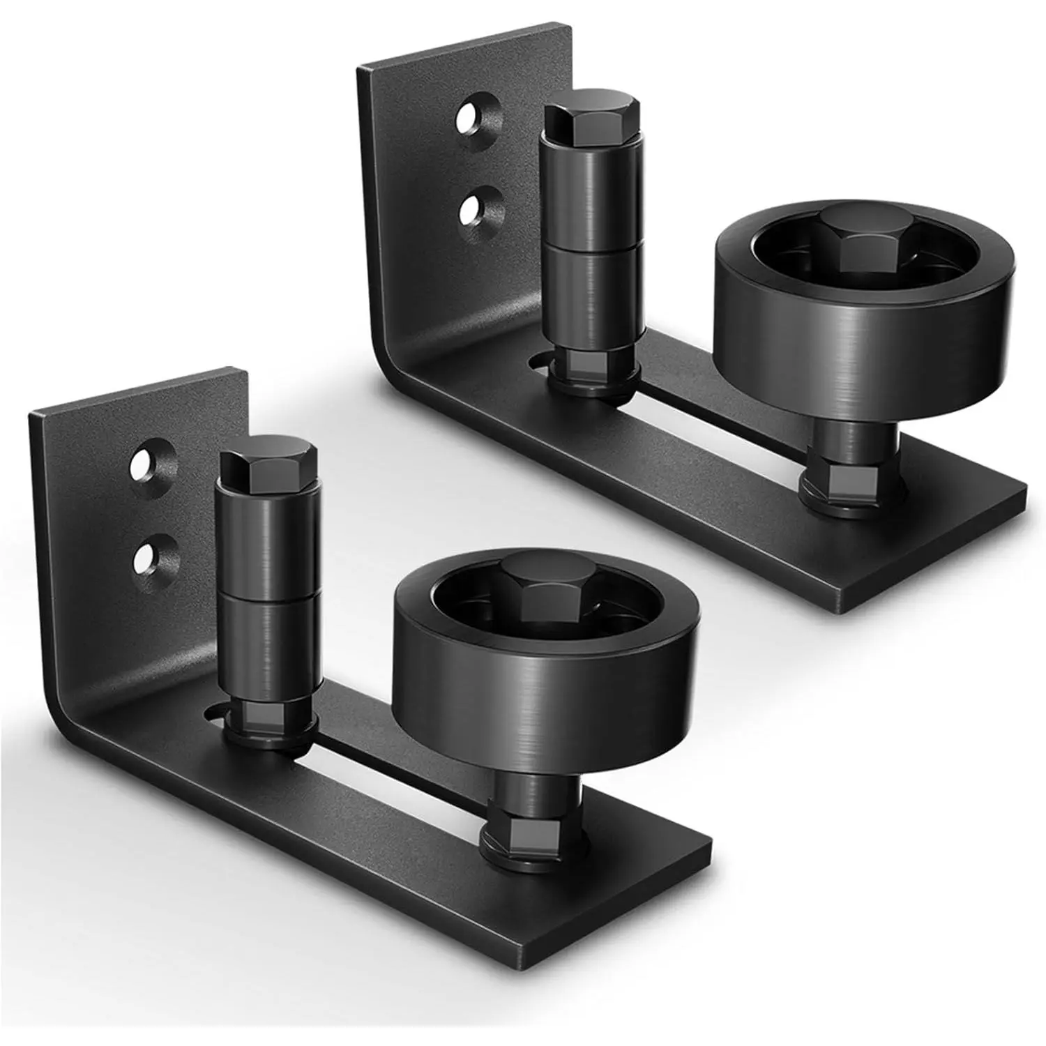 GJANSH 2 Pack Barn Door Floor Guide,8 Assemble Setup Options,Wall Mount System,Adjustable Stay Roller,Flush Flat Bottom Design