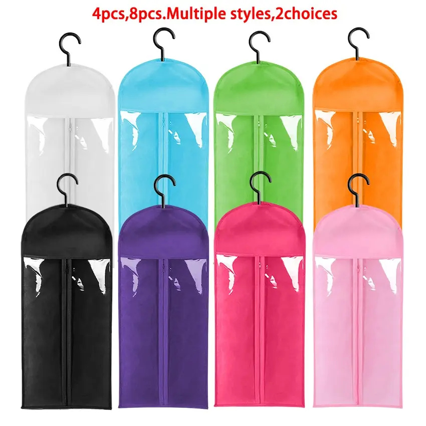 4/8Pcs Wig Storage Bag With Hook Wig Storage Hanger Zipper Transparent Dustproof Wig Storage Bag, Hair Extension Holder Wig Bag Wig Storage For Multiple Wigs Holder Hair Extension Hanger Wig Tool Wigs Accessories For Salon & Home Use