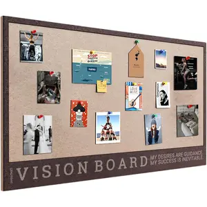 Felt Dream Board Vision Board - Premium DIY Vision Board Kit with Bottom Plate Complete Vision Board Supplies 23.6x15.7 inches Brown+Camel