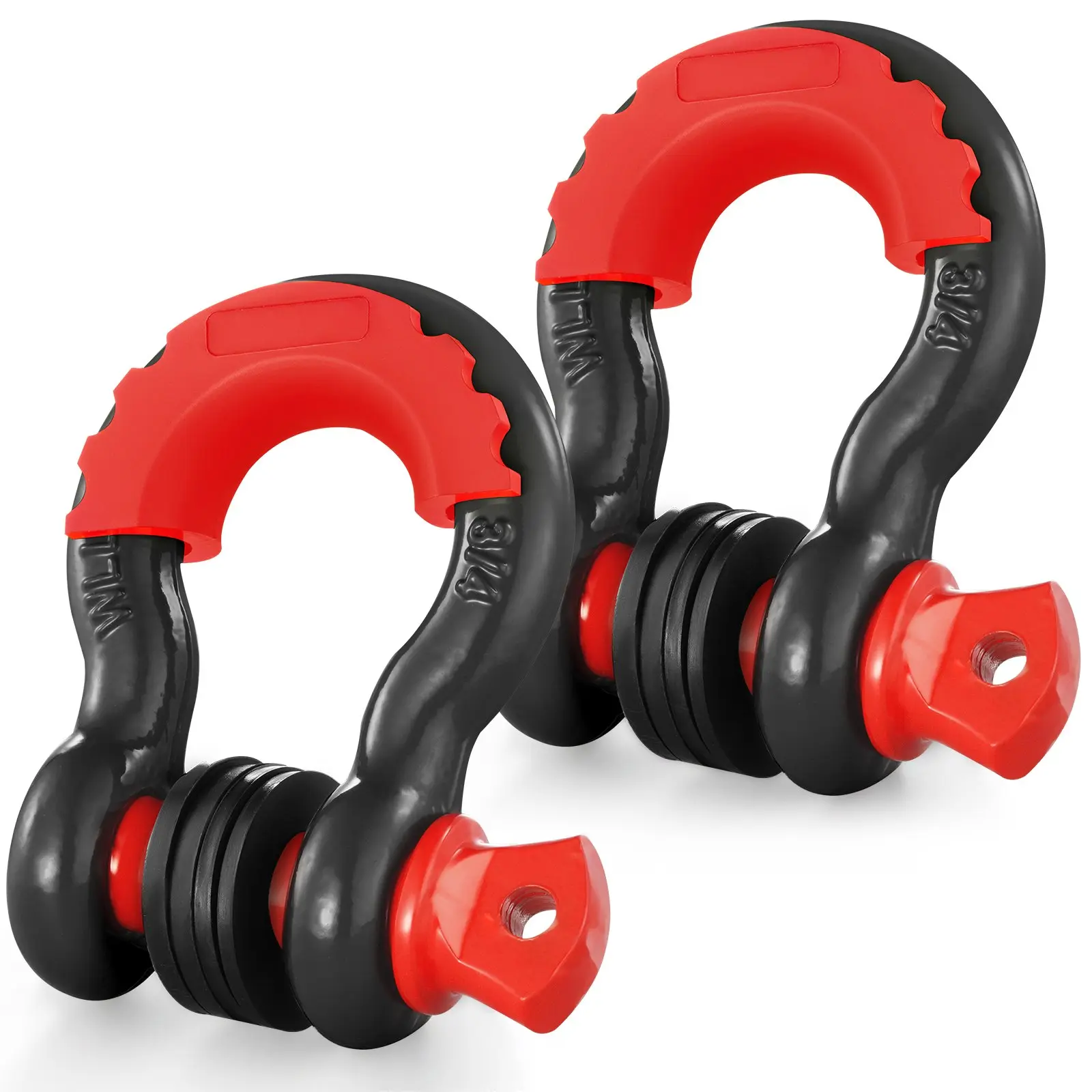 VEVOR 3/4" D-Ring Shackle, 2 Pack Alloy Steel Shackles 62832 lbs (28.5 Ton) Break Strength with 7/8" Screw Pin, Isolators Washers, Heavy Duty Off Road Vehicle Recovery Shackle for Jeep Truck, Black