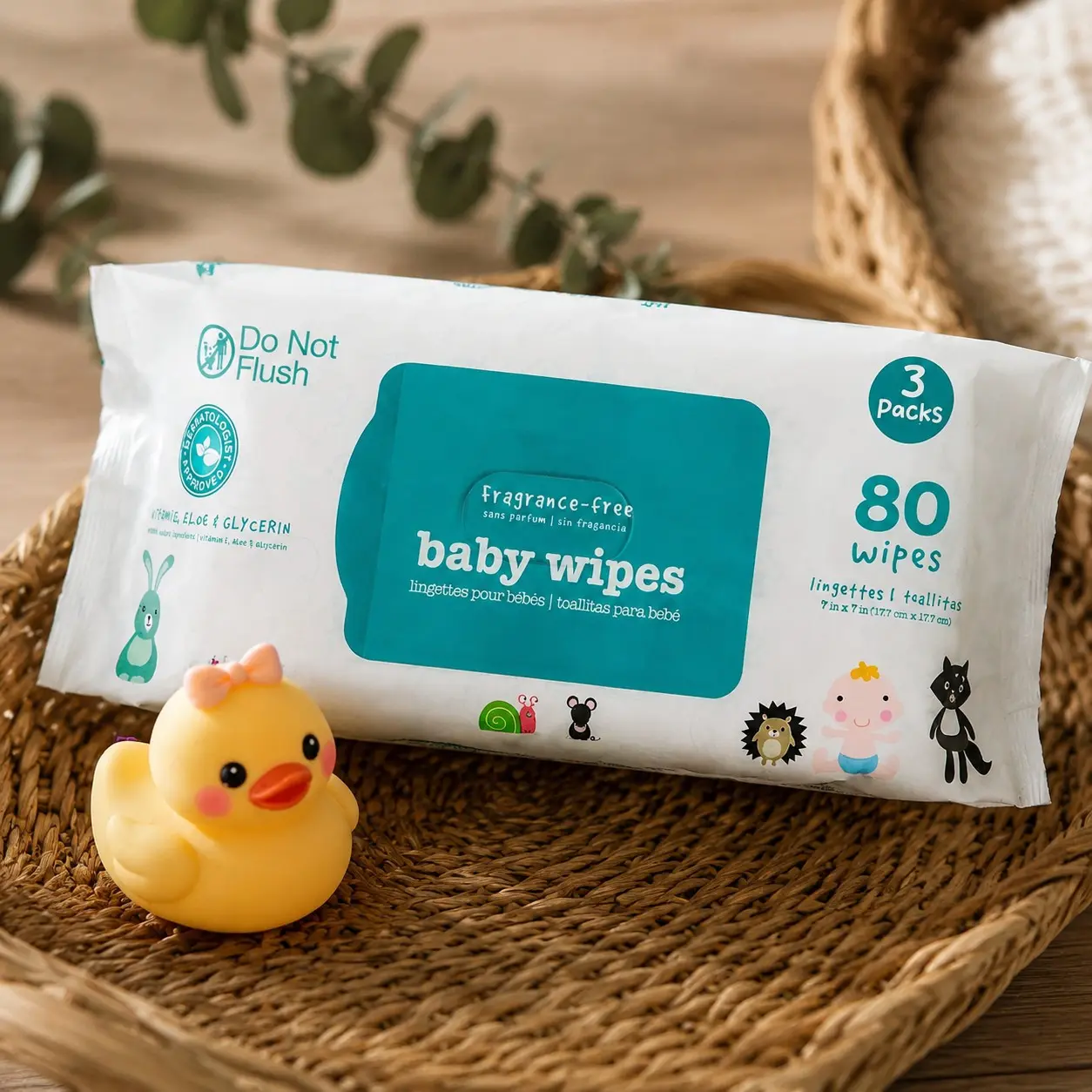 Baby Wipes for Newborn Care, Unscented - 3 Pack 240 Count | Water-Based, Alcohol-Free Gentle Diaper Wipes for Sensitive Skin, Soft Thick Multi-Use Wipes Safe for Hands, Face & Body(Gift)