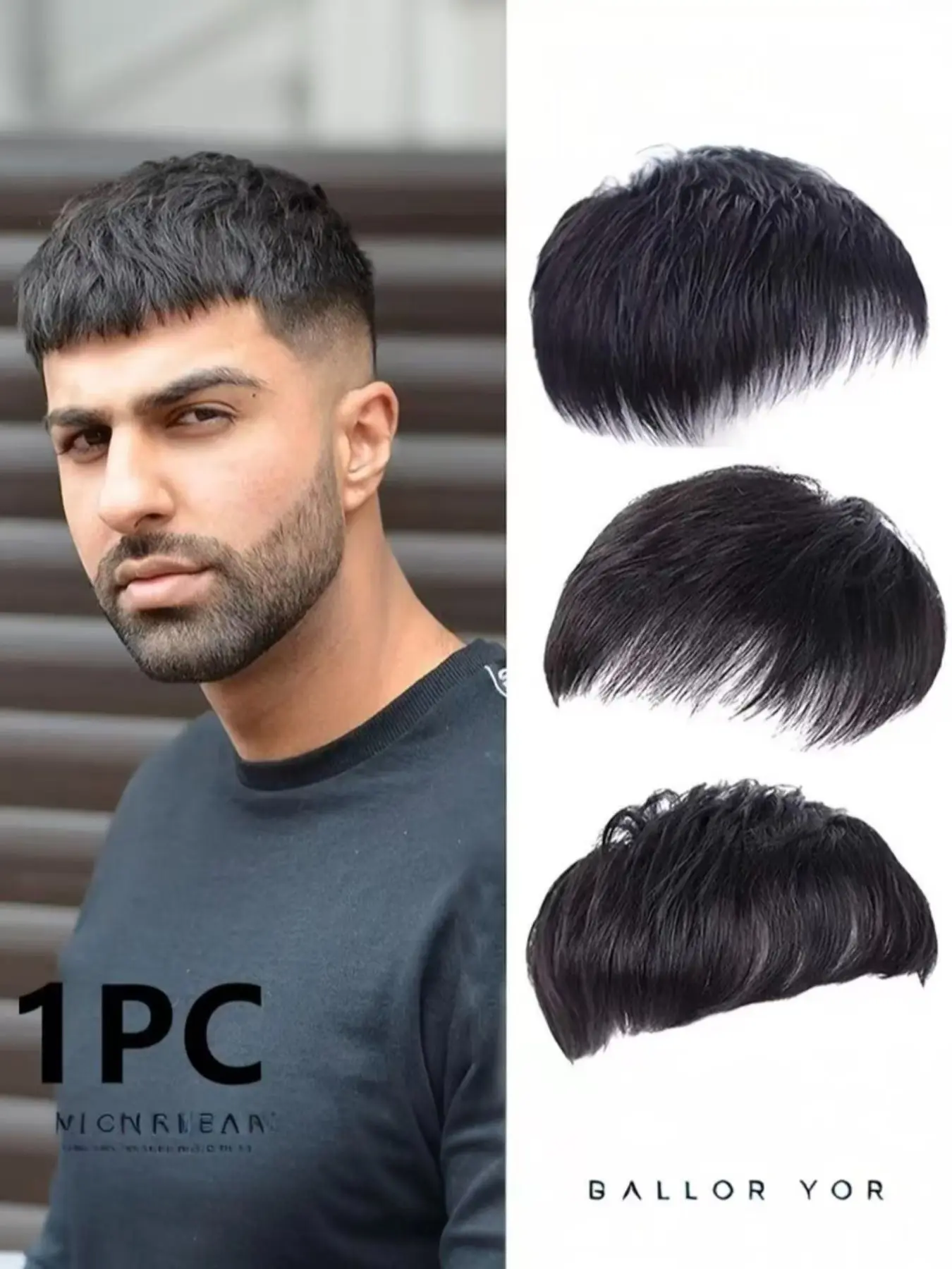 Men Real Human Hair Concealer Patch for Short Hair, Invisible Thin Breathable Mesh, Fast Styling, Cover Bald Spots & Receding Hairline, Quick Styling