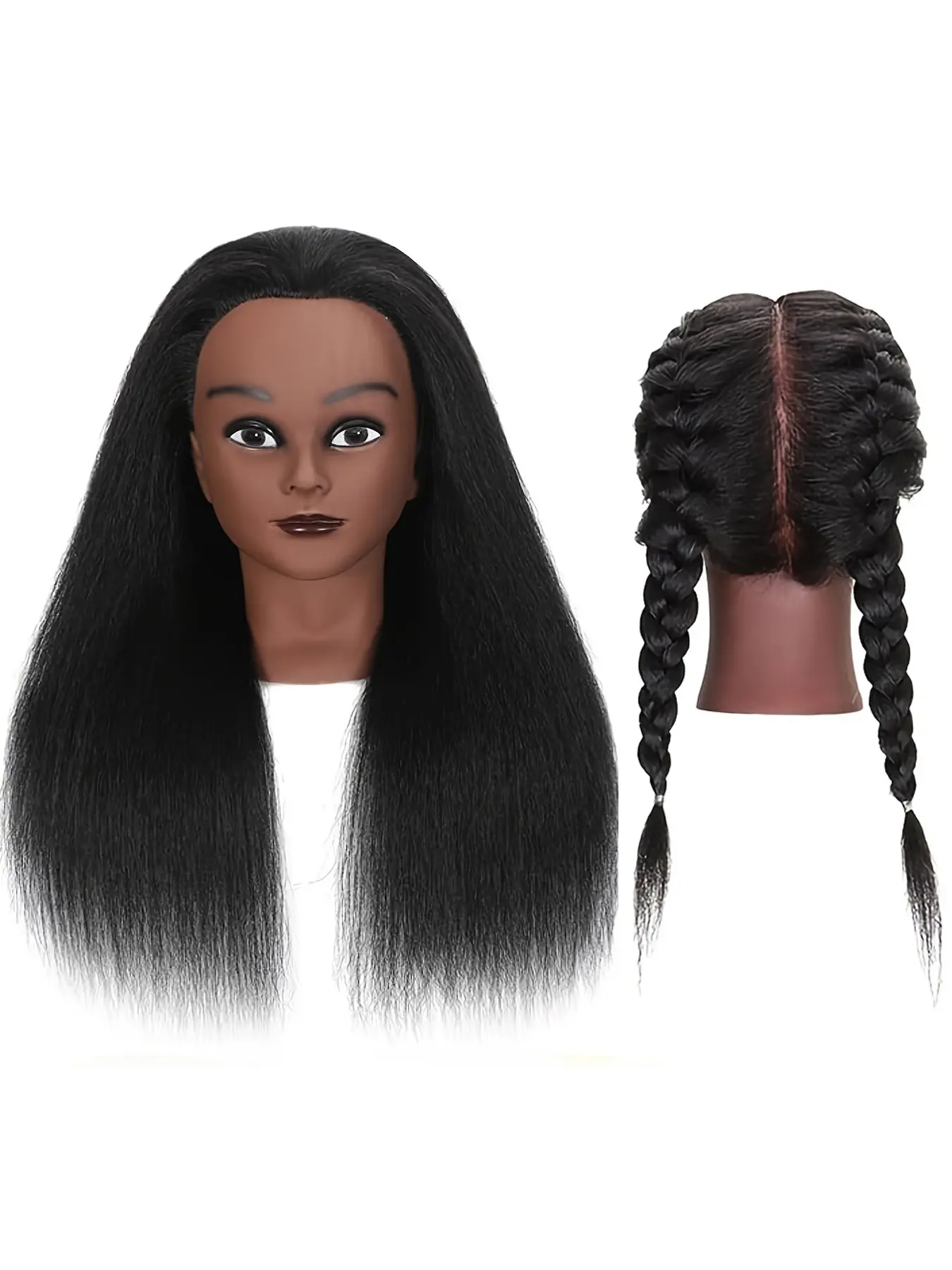 16 Inch Mannequin Head for Cosmetology, Synthetic Training Head for Hair Styling, Mannequin Head for Braiding Practice, All Seasons Use, Yaki Hair