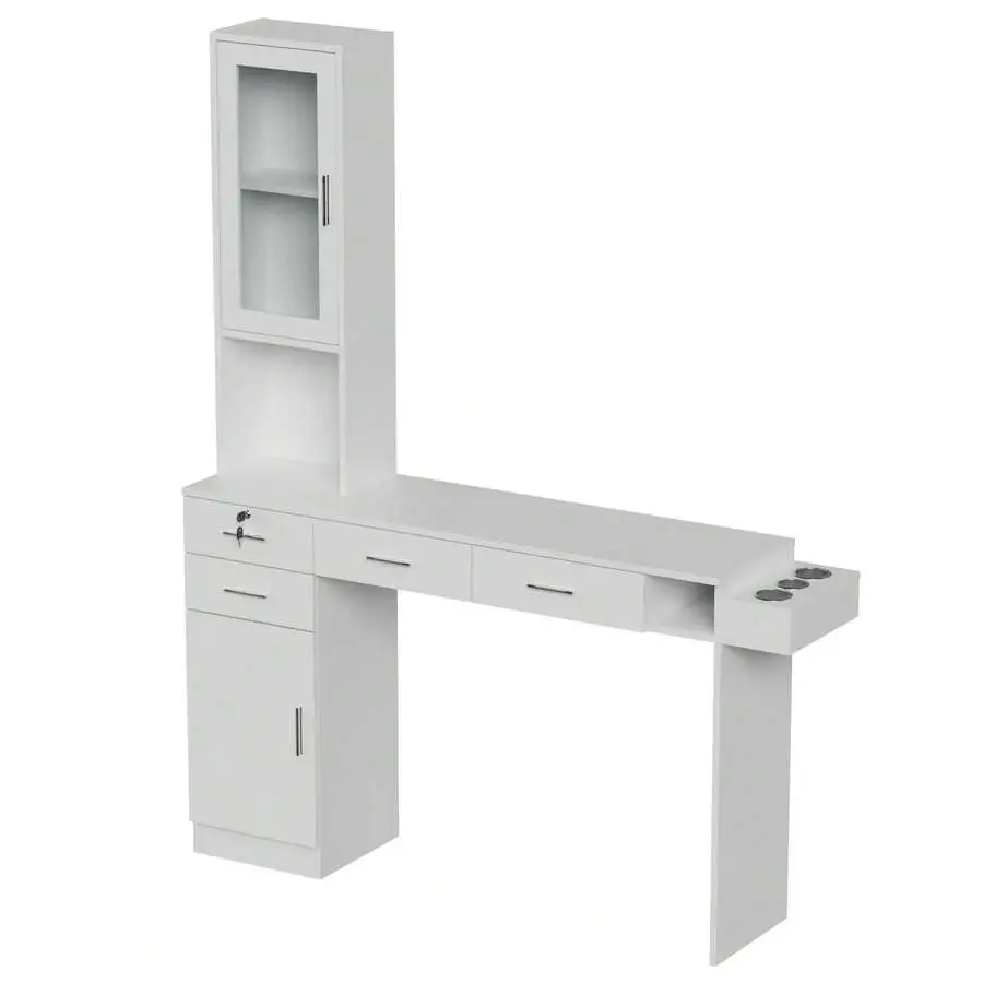 -Barber Station Salon Table with Storage Drawers, Shelves & Hair Dryer Holders, Professional Beauty Salon Furniture for Barbershops or Home Studios, Perfect Holiday Gift for Stylists & Holiday Salon Upgrade (Mirror Not Included)