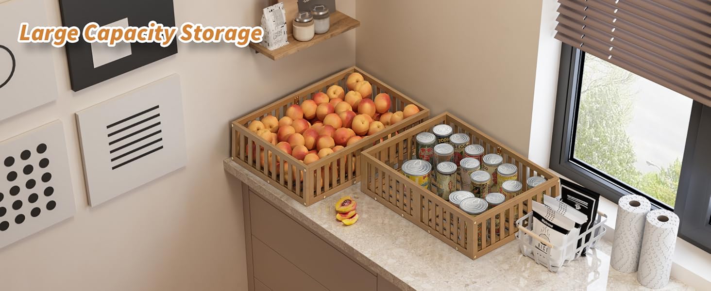 Bed Containers with Wheels, 2 Pack Bamboo the Bed Shoe Bins, Wood Rolling Underbed Drawers Organizer for Bedroom, Closet Clothes Blanket Comforter Crib Toy Walunt