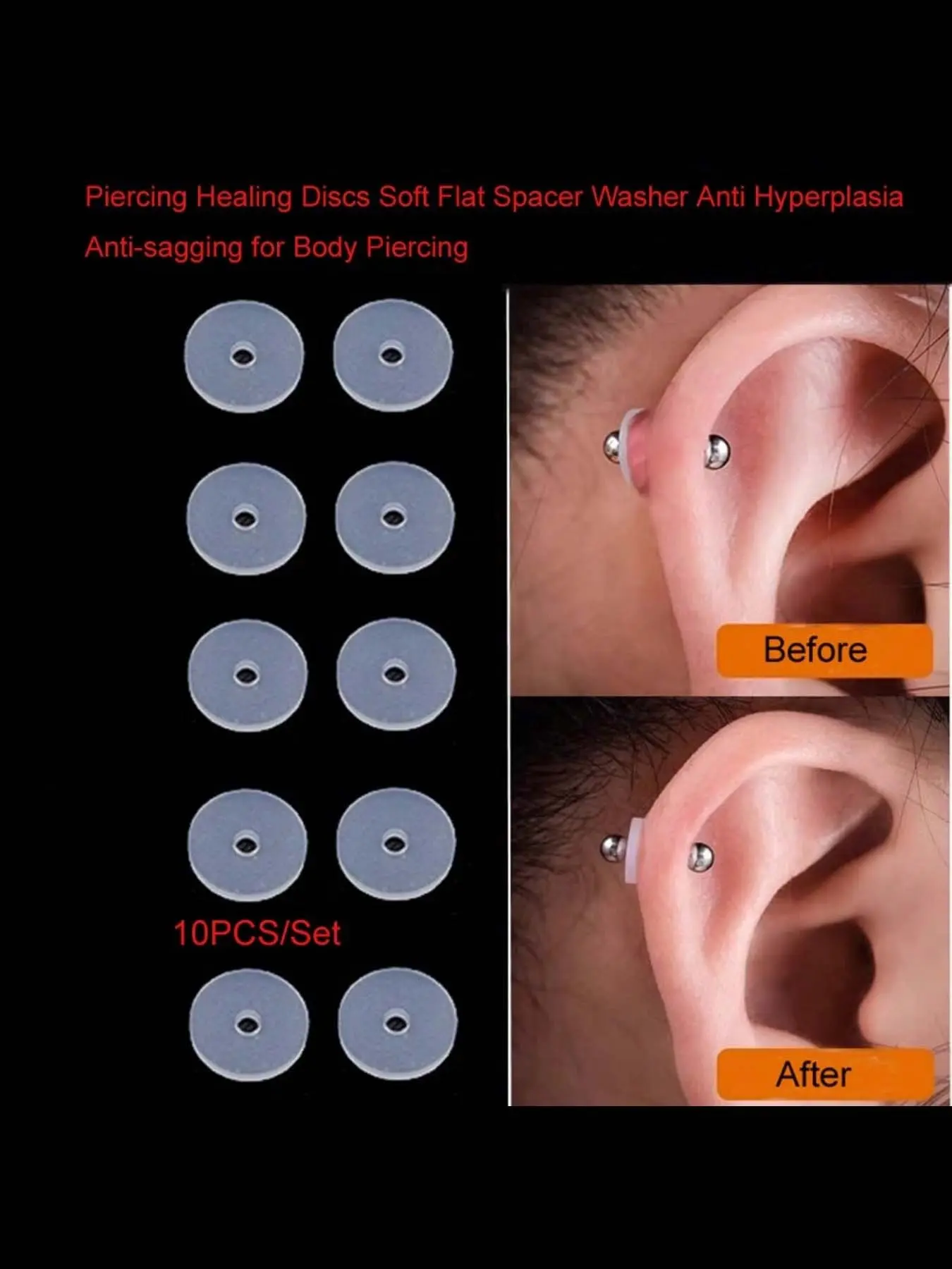 10PCS Piercing Healing Silicone Discs Flexible Anti Hyperplasia Saucer Prevents Irritation Inflammation Drilling Ear Stud Nose Ring Lip Piercing
