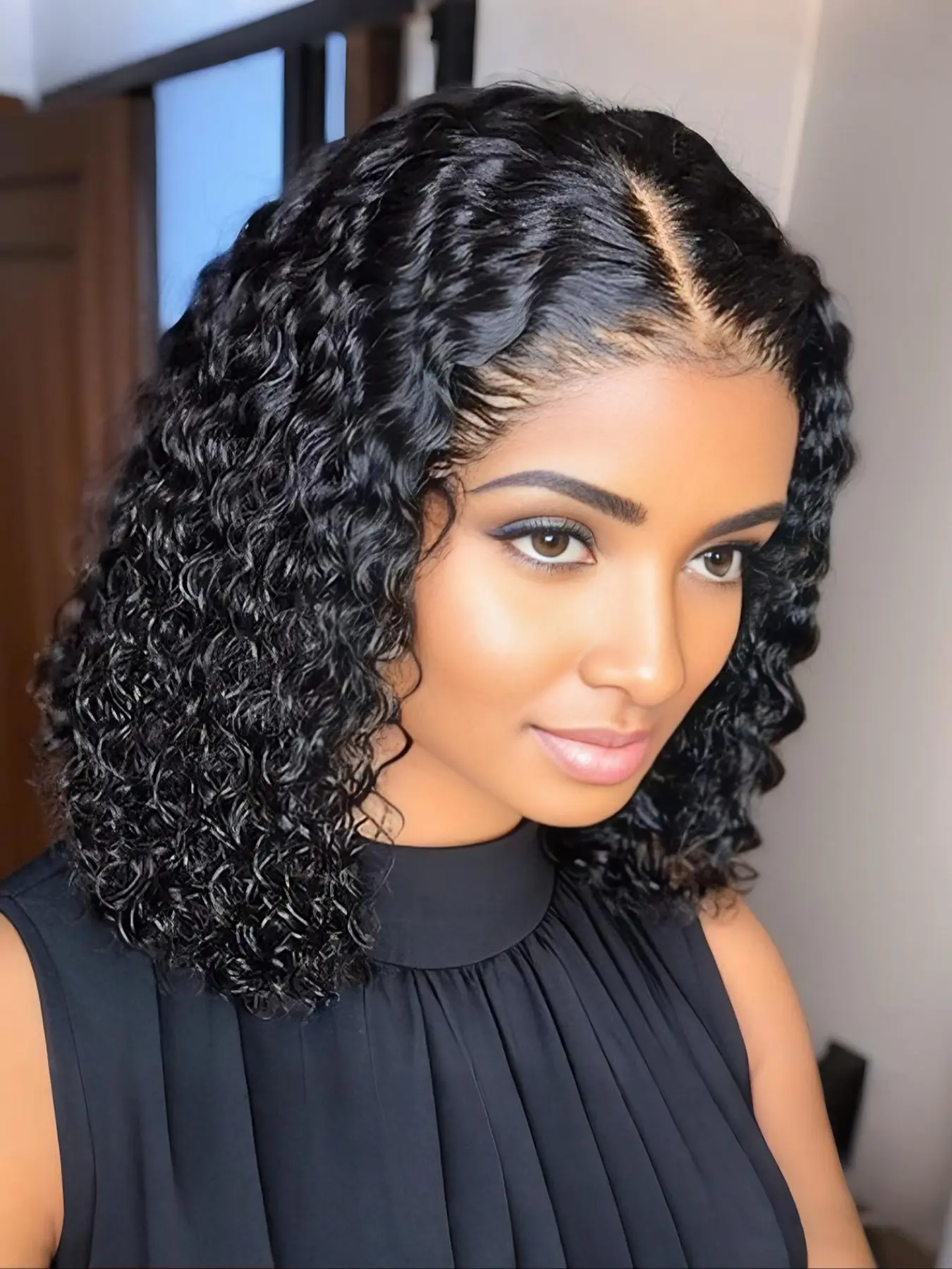 Short Bob Wig Jerry Curly Human Hair Wigs Deep Wave 4X4 Lace Frontal Wigs Bob Transparent Lace Wig Daily Use