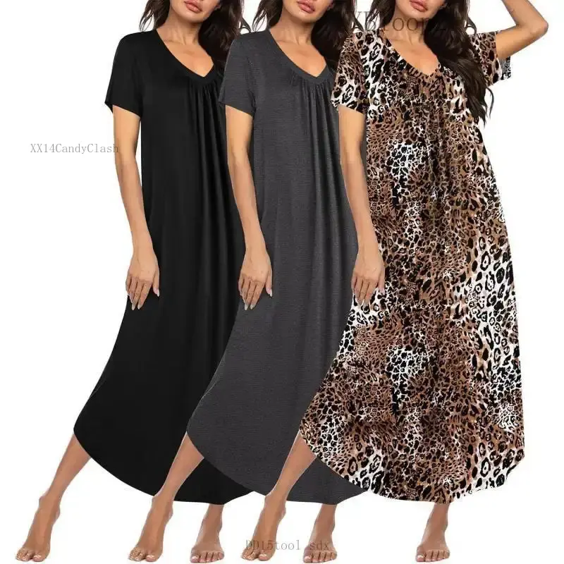 Women's Plus Size V-Neck Nightwear 3-Pack, M-5XL Casual House Dresses Nightshirts (sdx tool sdx210DD15) [Tool Organizer Accessory]XX14CandyClash