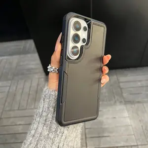Retro Contrast Splicing Mecha Mobile Phone Case For Galaxy S26/S25/S24/S23/S22/S21/S20 Ultra Plus FE edge all-inclusive mobile phone anti-drop soft case