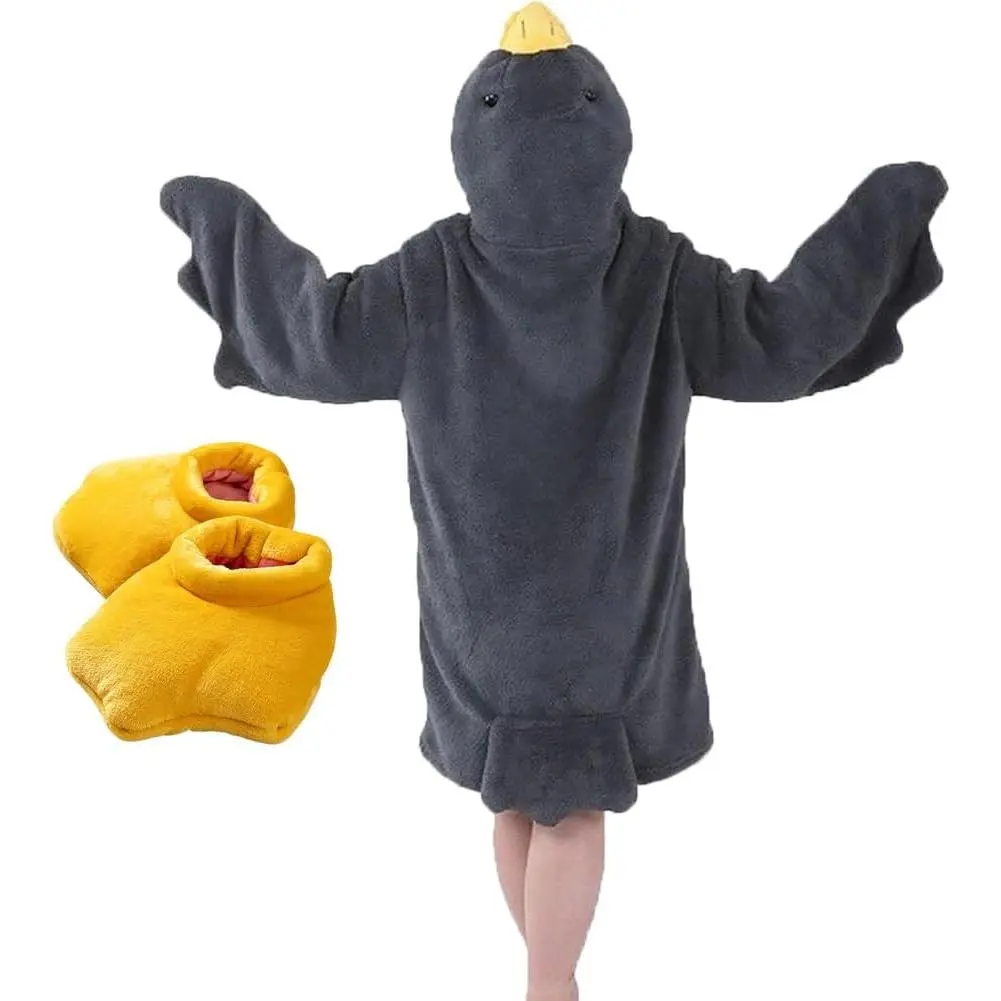 Goose Blanket Hoodie Onesie Adult & , Warm Duck Wearable Hoodie Blanket with Sleeves,Cozy Sleeping Bag