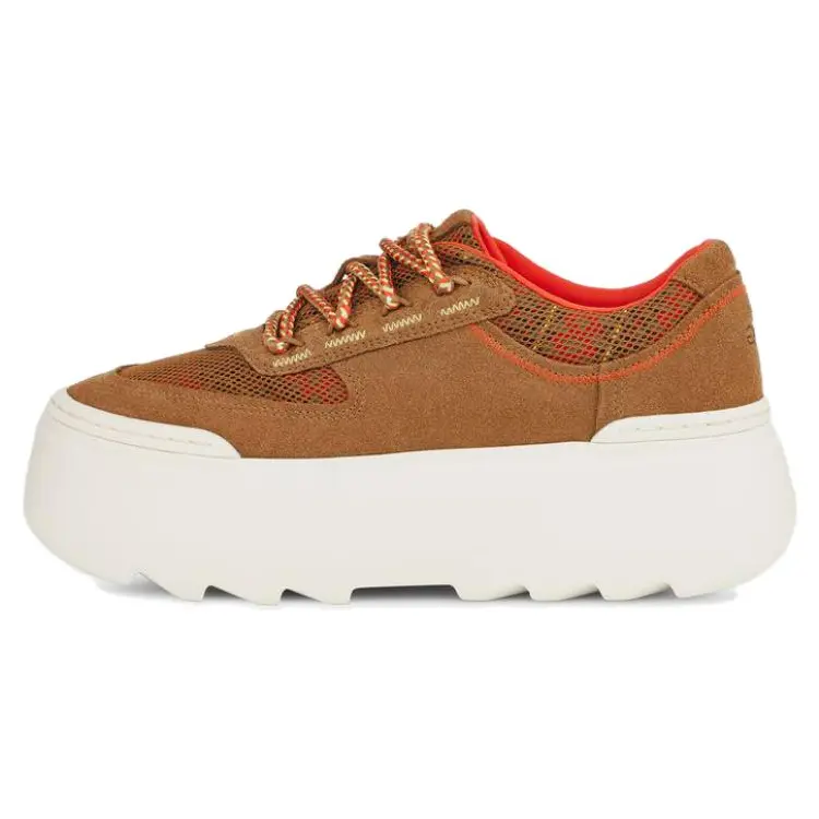 UGG Women's Chestnut Low-Top Lace-Up Platform Casual Trainer Footwear, House White Official Maison Mihara Verifiable Shoes with Credentials & Global Authentication Support