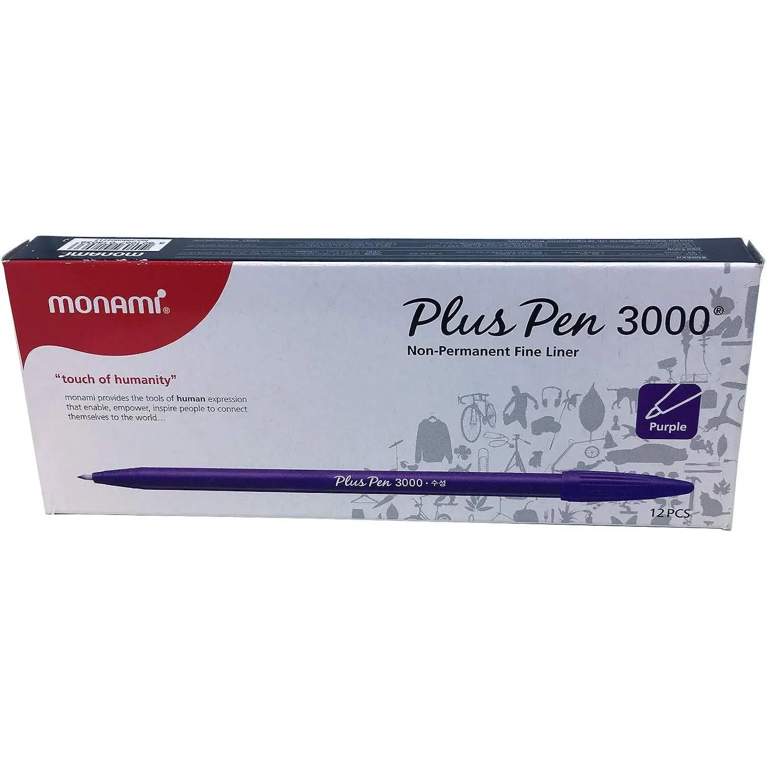 Plus Pen 3000 Fine Sign Pen Felt Tip Water Based Ink [Pack of 12] -