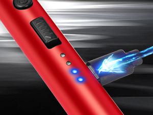 USB Rechargeable Electric Ignition Rod Wind Resistant Arc Shaped with LED Display for Barbecues Camping Fireplaces Random Color