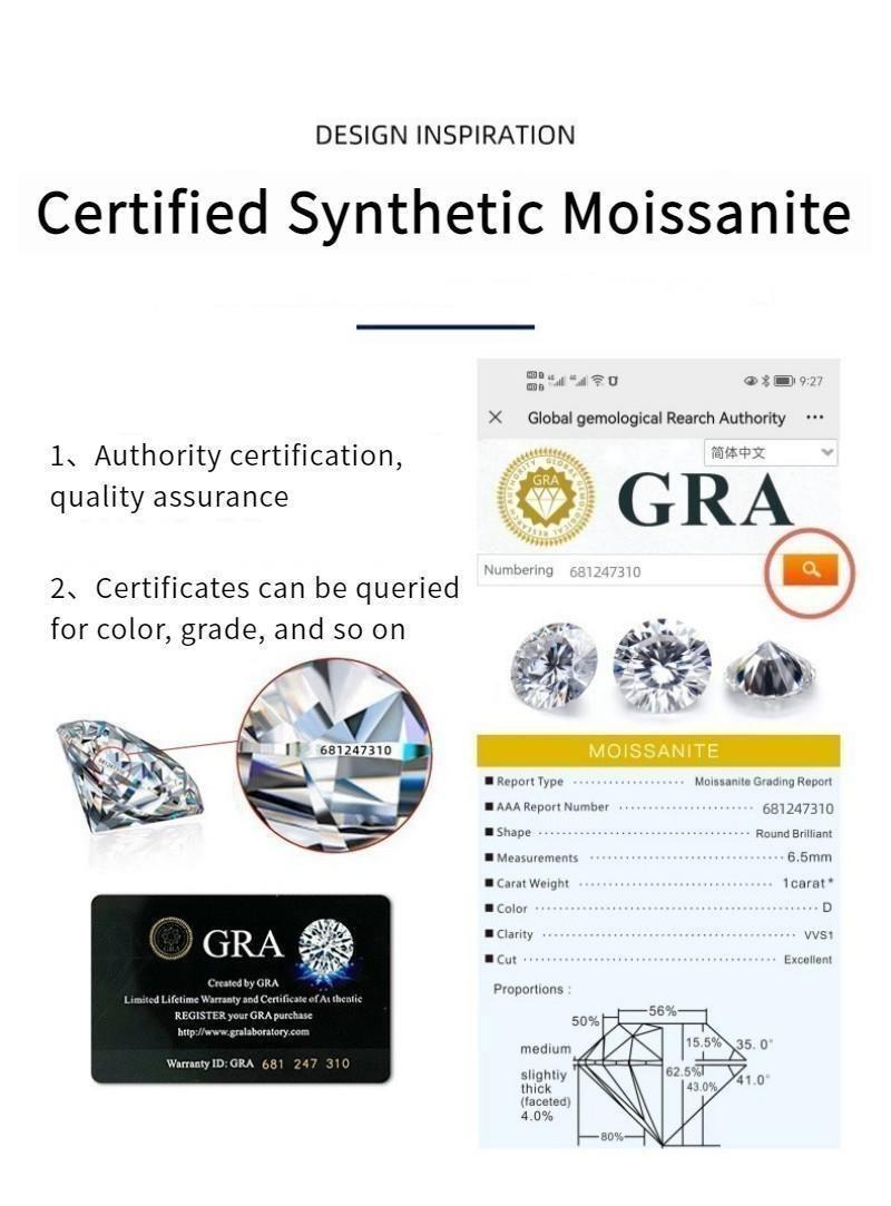 S925 Sterling Silver Adjustable Open Stackable Moissanite Ring-291(50%)