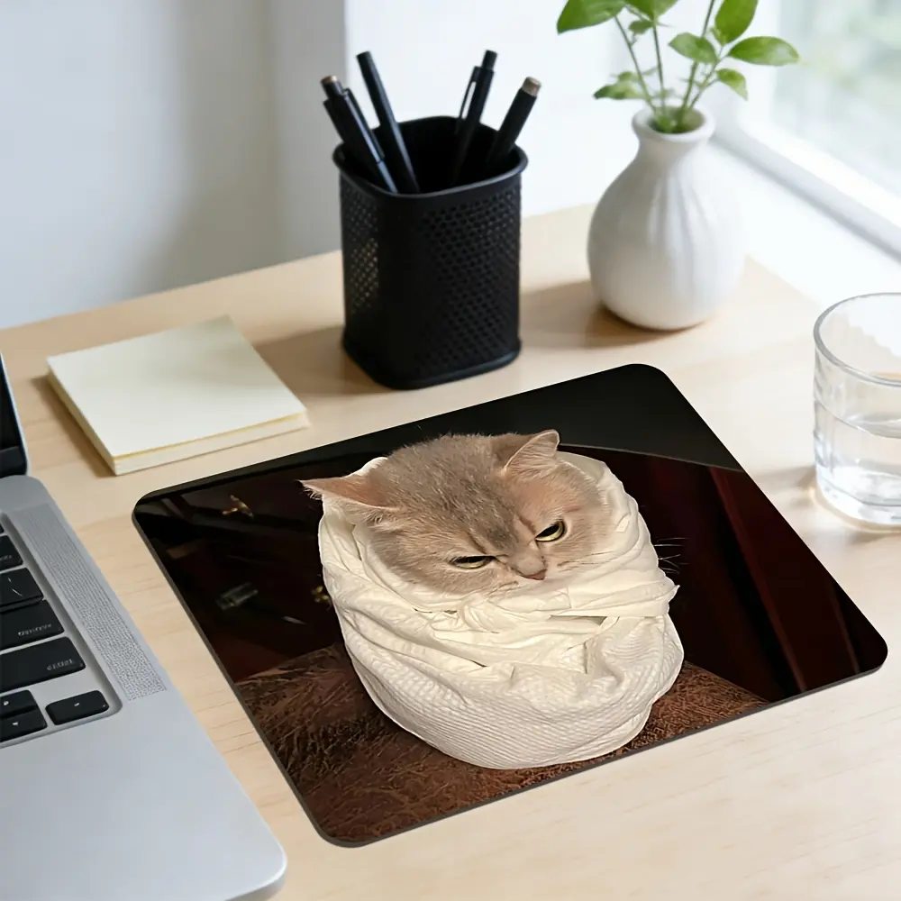Mouse Pad Featuring Funny Cat Memes, with a Rubber Non-Slip Base, Artistic Aesthetic Design, Perfect for Desktop Decoration And Suitable for PC Peripherals
