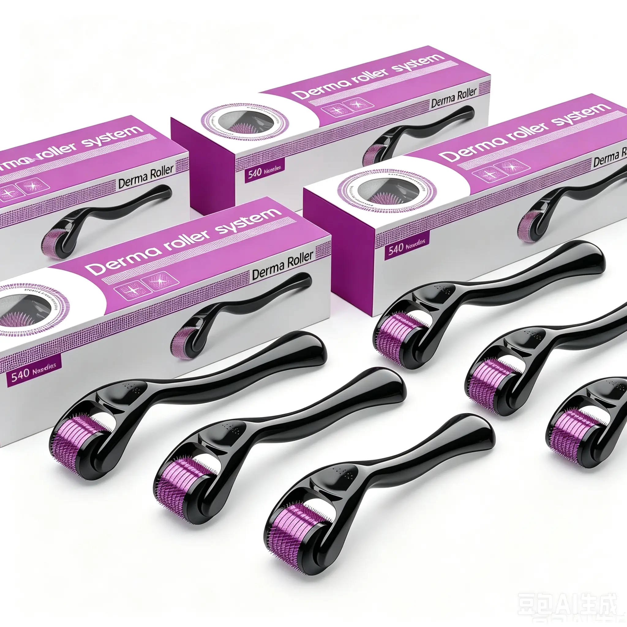 10PCS Purple Derma Roller 0.5mm – 540 Titanium Microneedling Roller for Hair, Beard & Skin Care, Facial Skin Roller for Women & Men