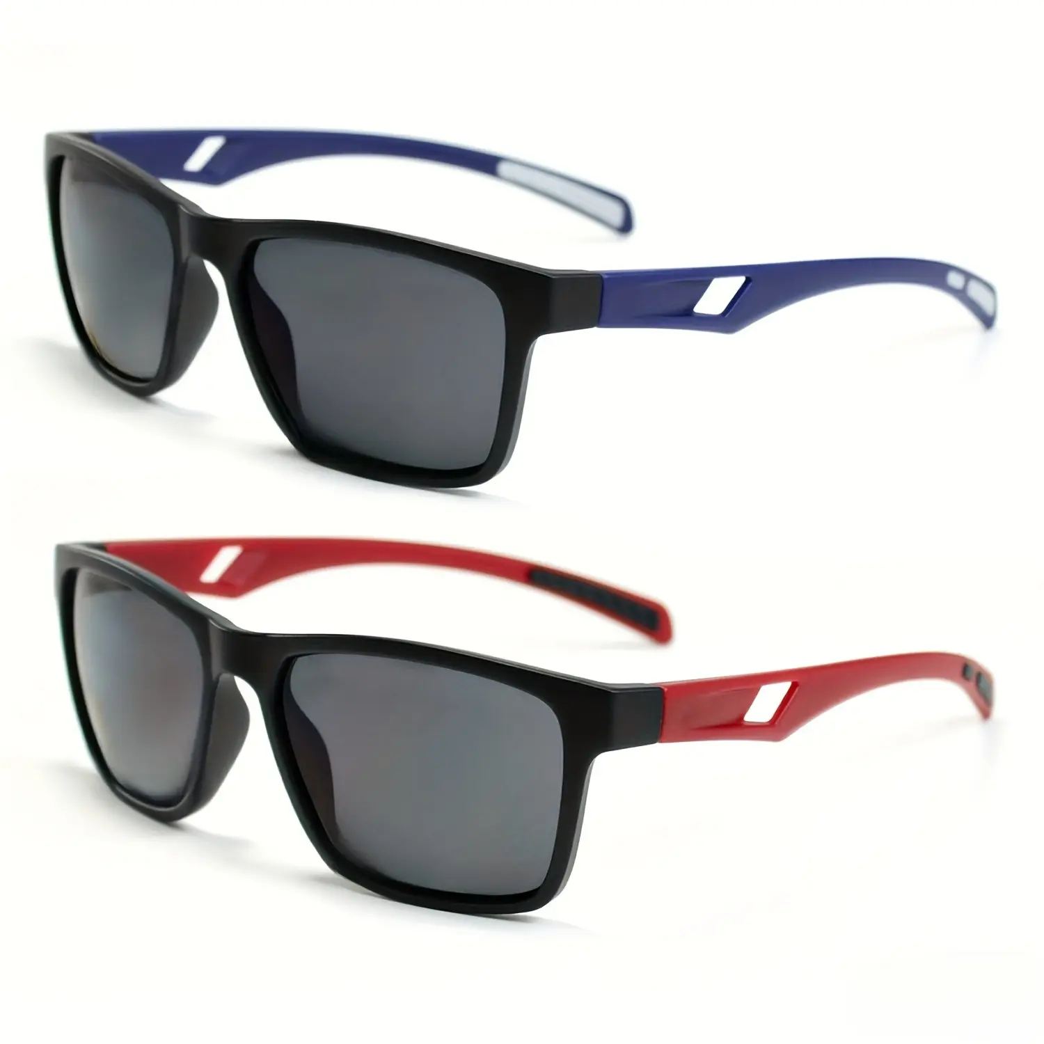 2-piece set of rectangular lightweight sports glasses with anti-slip temple design, classic multifunctional frame, multi-purpose glasses, travel value pack