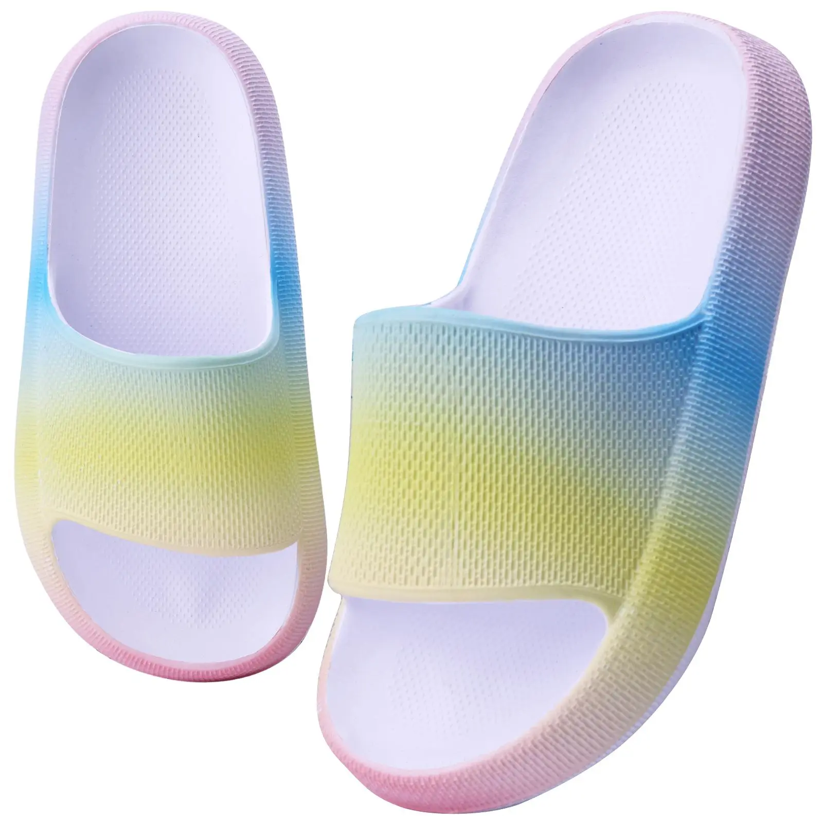 Kids' Slip-On Cloud Slides in Solid Colors, Lightweight Skin-Safe EVA Slippers with a Thick Cushioned Sole, Non-Slip for Bathroom, Beach & Pool, Lightweight Slippers, Bathroom/Outdoor, Pure Colors, Slip-On Fit
