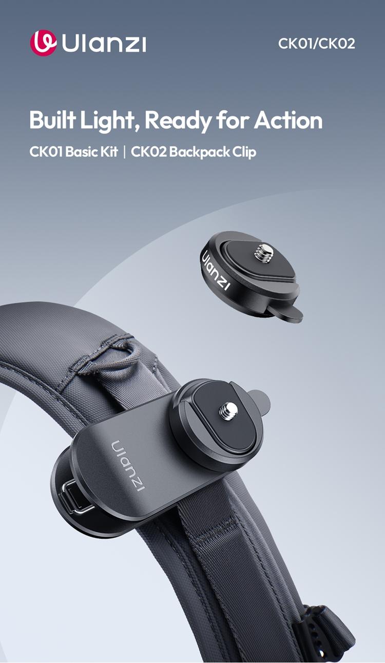 ULANZI CK02 Cka Quick Release Camera Backpack Mount Clip,CK01 Magnetic Mount Stand for DJI Osmo Pocket 4/3 Accessories, with Standard 1/4" Thread for Action Cameras Pocket 3 Expansion Adapter
