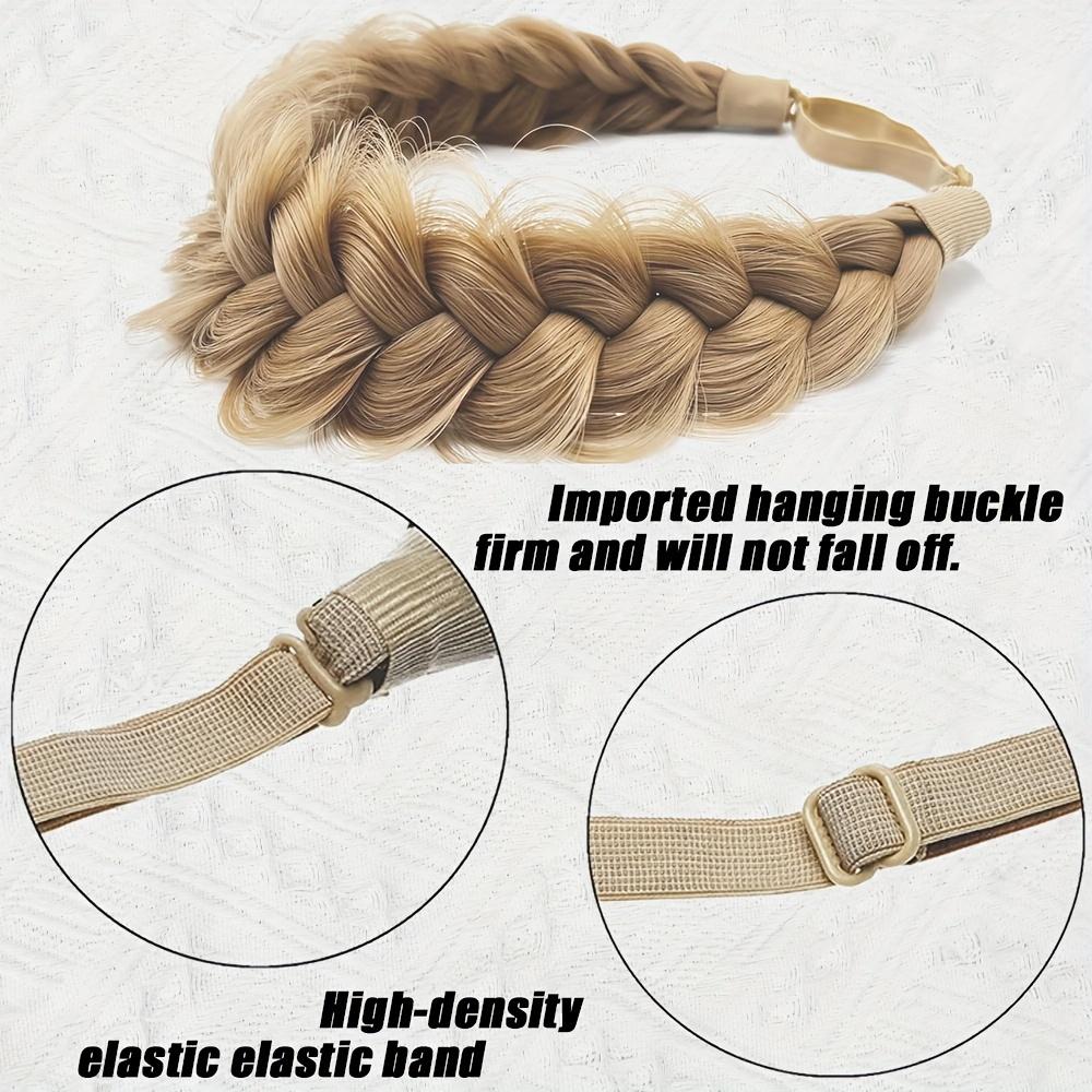 3-strand braided synthetic fiber wig with adjustable elastic band, fashionable wig accessory suitable for women's daily wear