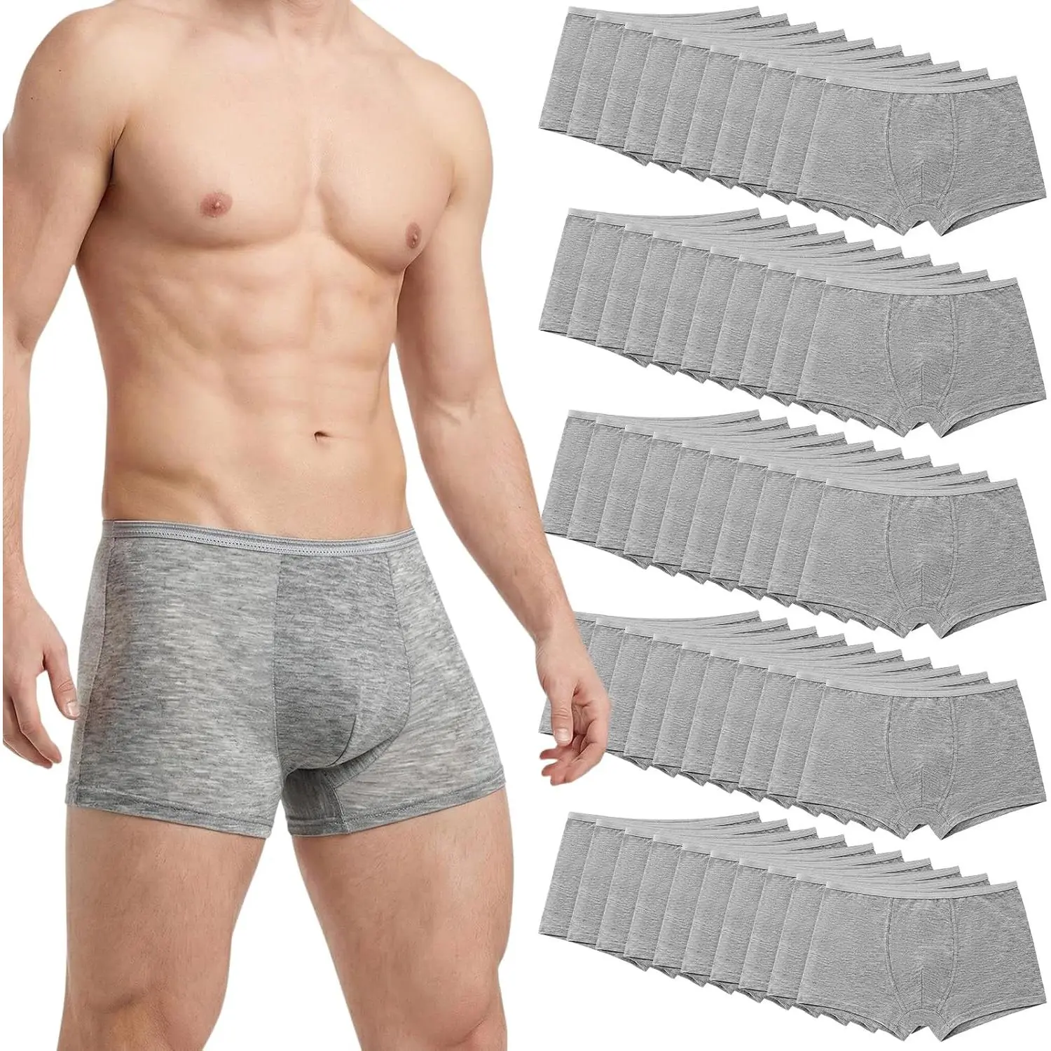 Men's Disposable Boxer Briefs (50 Pack Bulk) - Stretchy, Breathable Menswear Layer with Premium Fabric, Portable for Travel, Gym