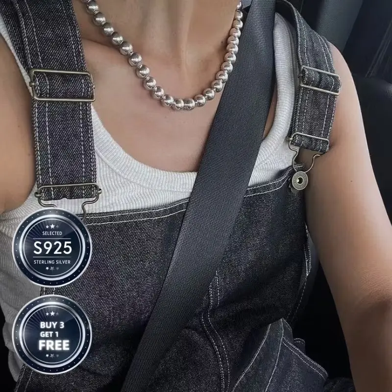 Elegant S925 Silver Color Beaded Necklace, Minimalist Fashion Accessory, Perfect for Weddings, Parties, Holidays, Daily Wear, Ideal Gift