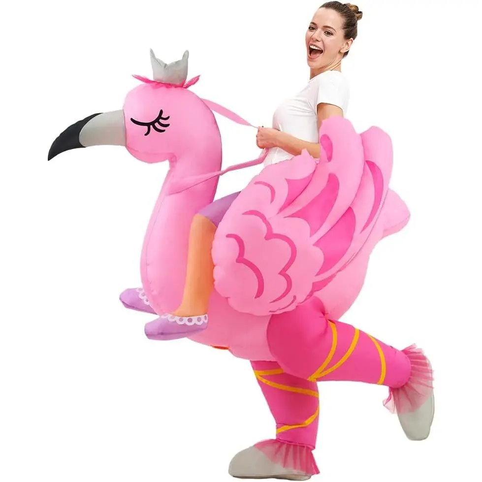 Women's Pink Inflatable Flamingo Costume Adult Large Halloween Party(Gift)
